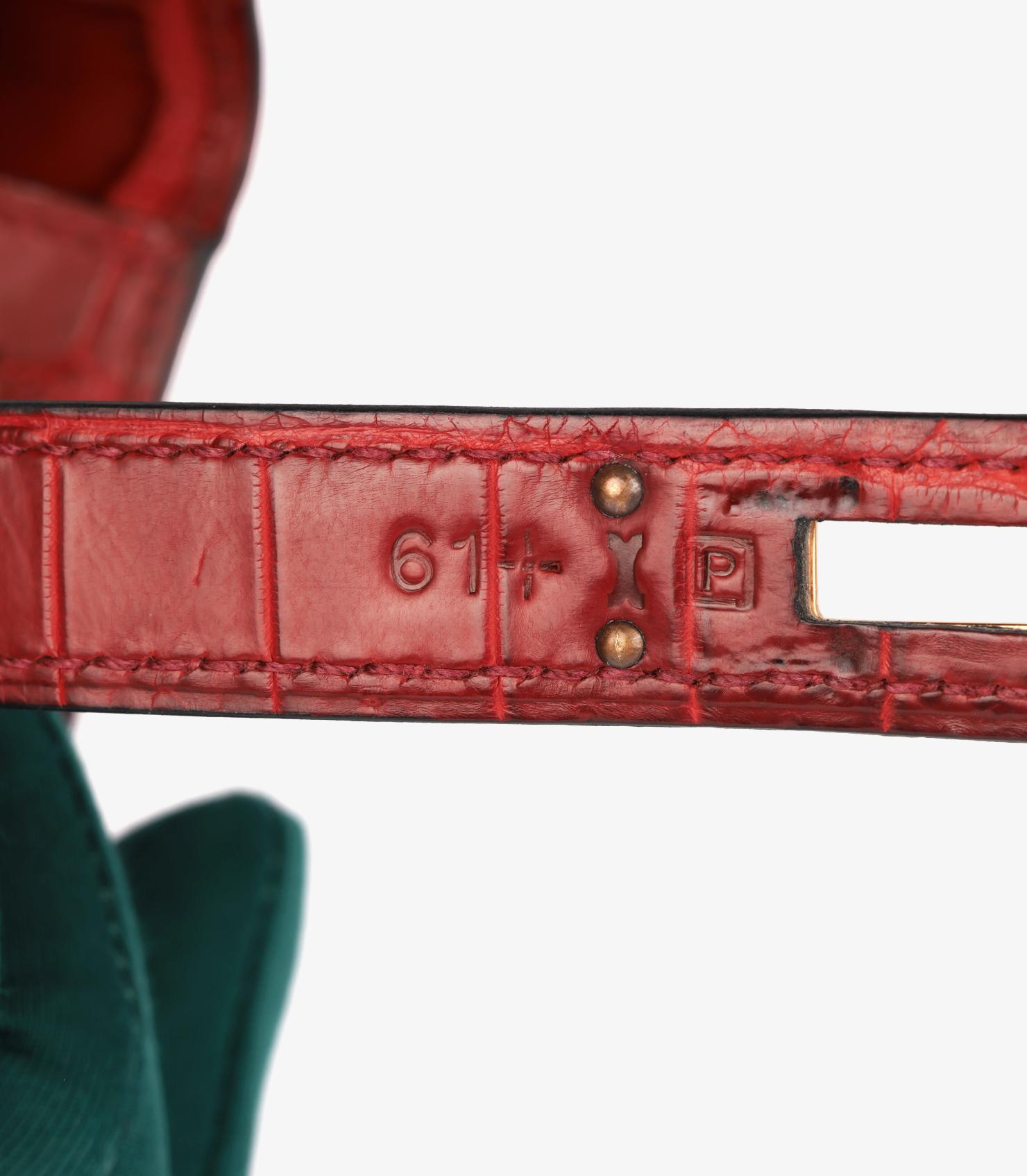 Hermès Rouge H Matte Niloticus Alligator Leather Kelly Cut For Sale 6