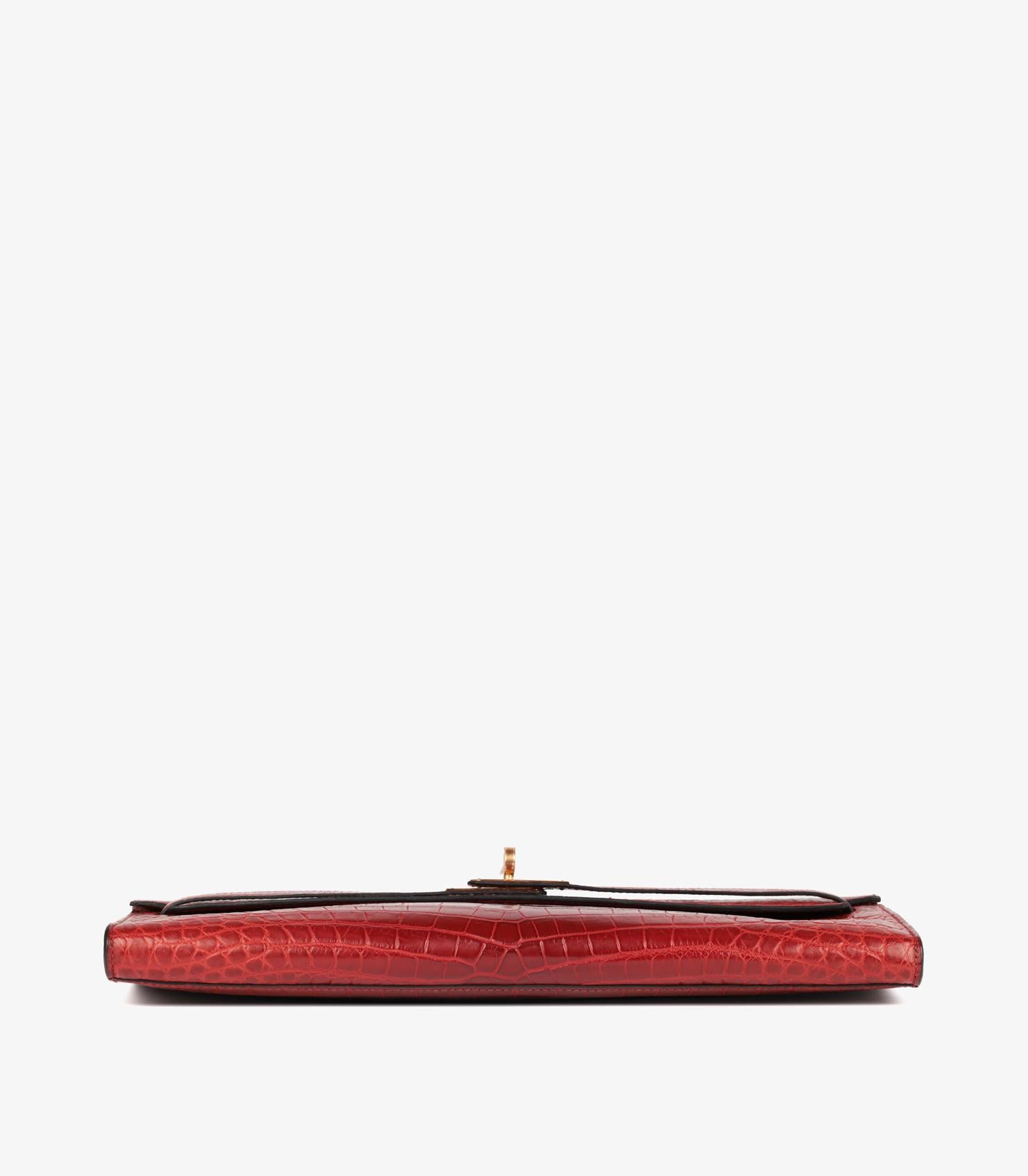 Women's Hermès Rouge H Matte Niloticus Alligator Leather Kelly Cut For Sale