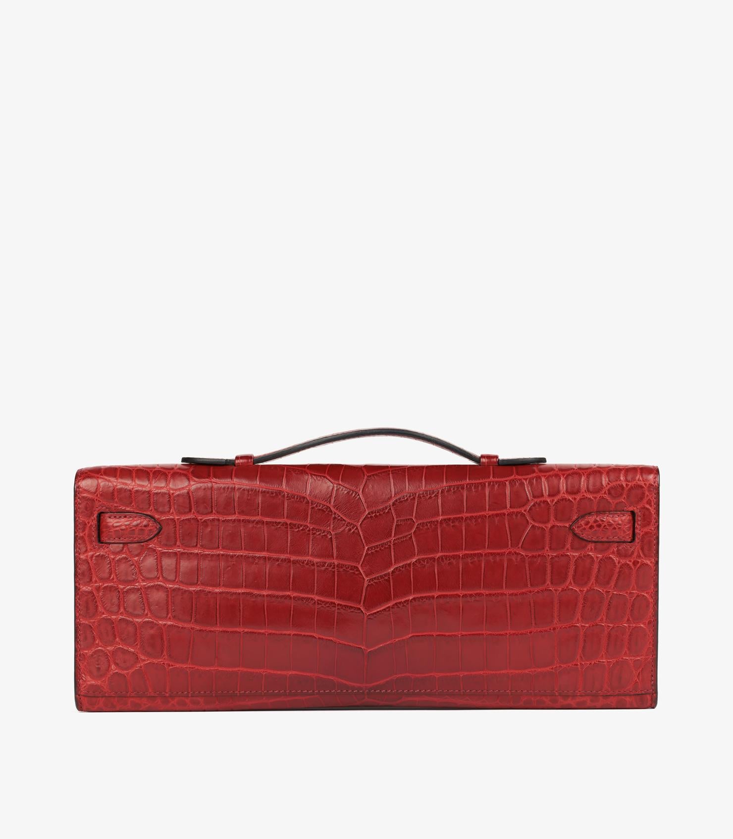 Hermès Rouge H Matte Niloticus Alligator Leather Kelly Cut For Sale 2
