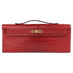 Hermès Rouge H Matte Niloticus Alligator Leather Kelly Cut
