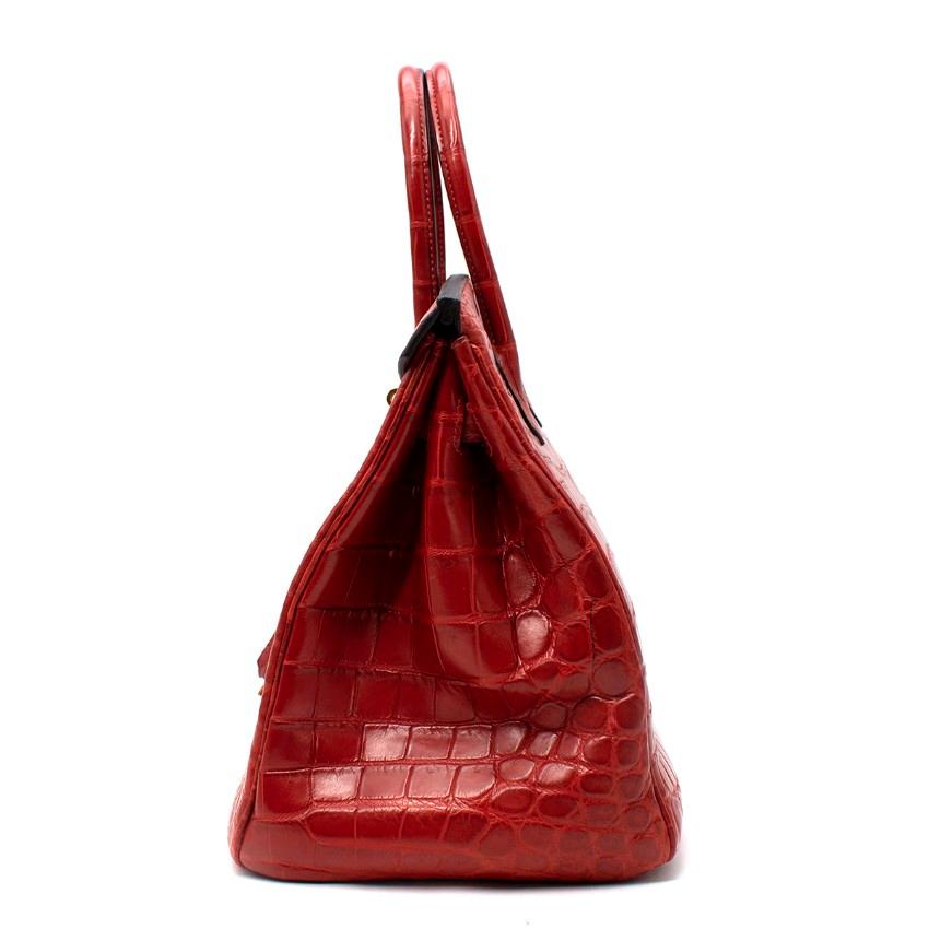 Hermes Rouge H Matte Niloticus Crocodile Borsa Birkin 35 H. H. In condizioni ottime in vendita a London, GB