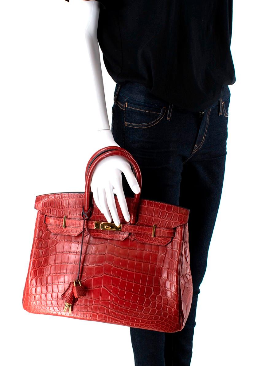 Donna Hermes Rouge H Matte Niloticus Crocodile Borsa Birkin 35 H. H. in vendita
