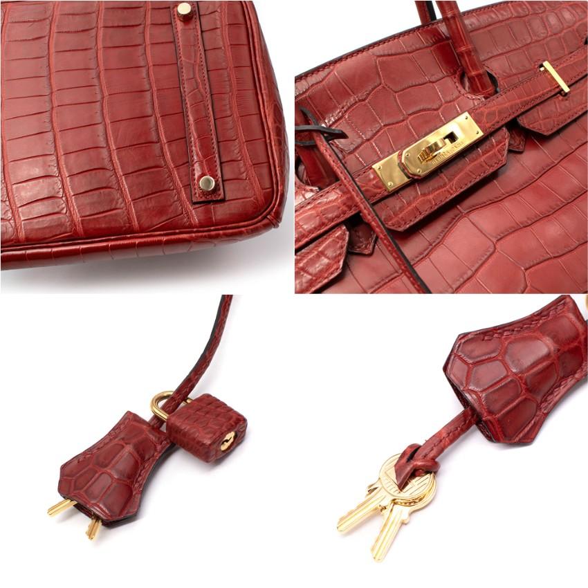 Hermes Rouge H Matte Niloticus Crocodile Borsa Birkin 35 H. H. in vendita 2