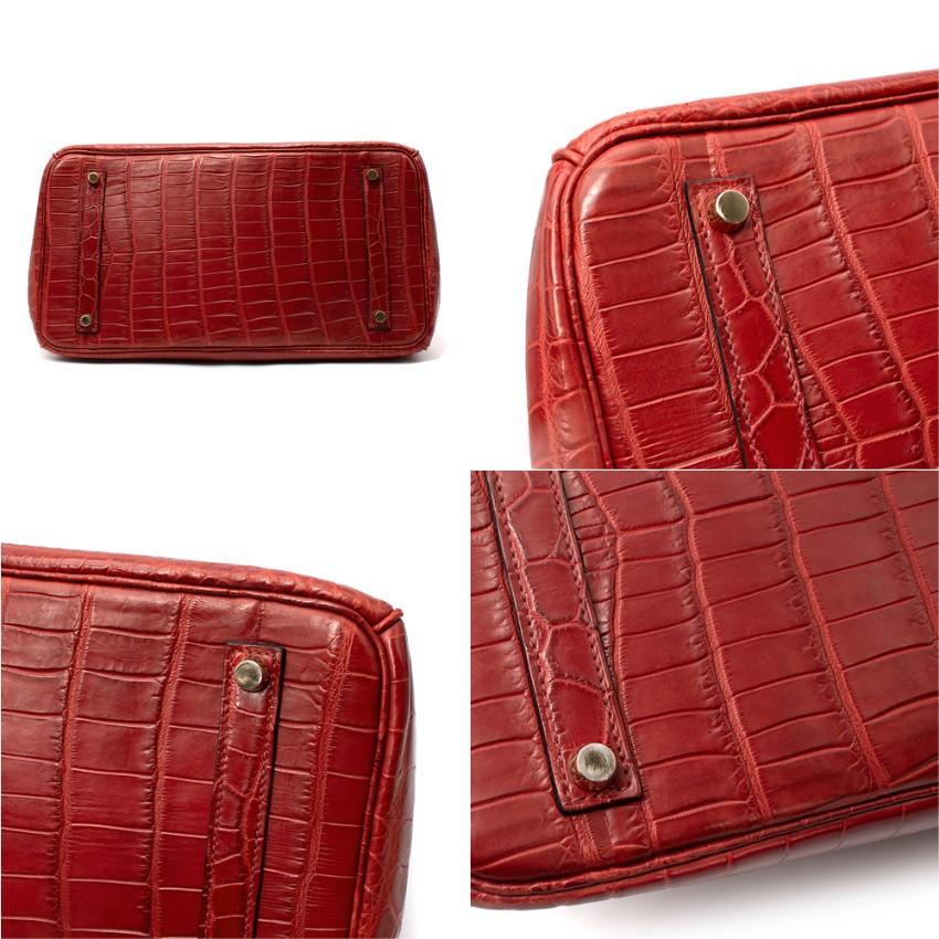 Hermes Rouge H Matte Niloticus Crocodile Borsa Birkin 35 H. H. in vendita 3