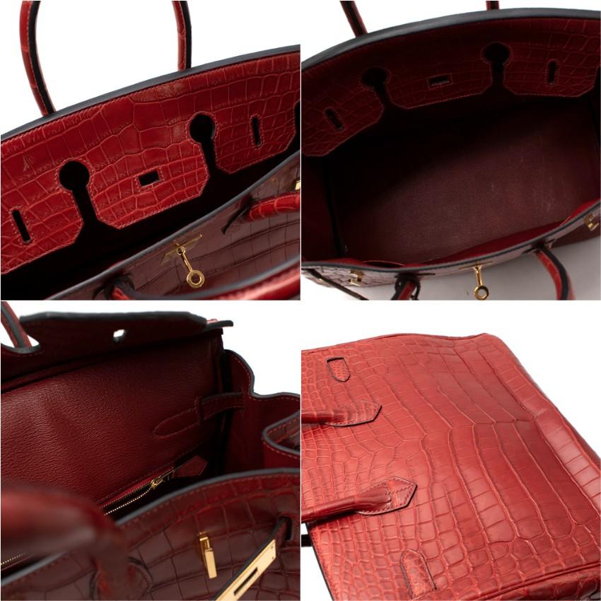 Hermes Rouge H Matte Niloticus Crocodile Borsa Birkin 35 H. H. in vendita 4