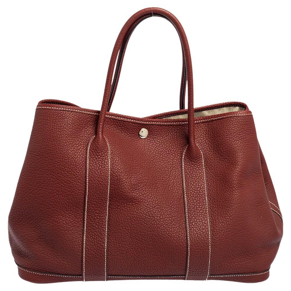 Hermes Rouge H Negonda Leather Garden Party 36 Bag