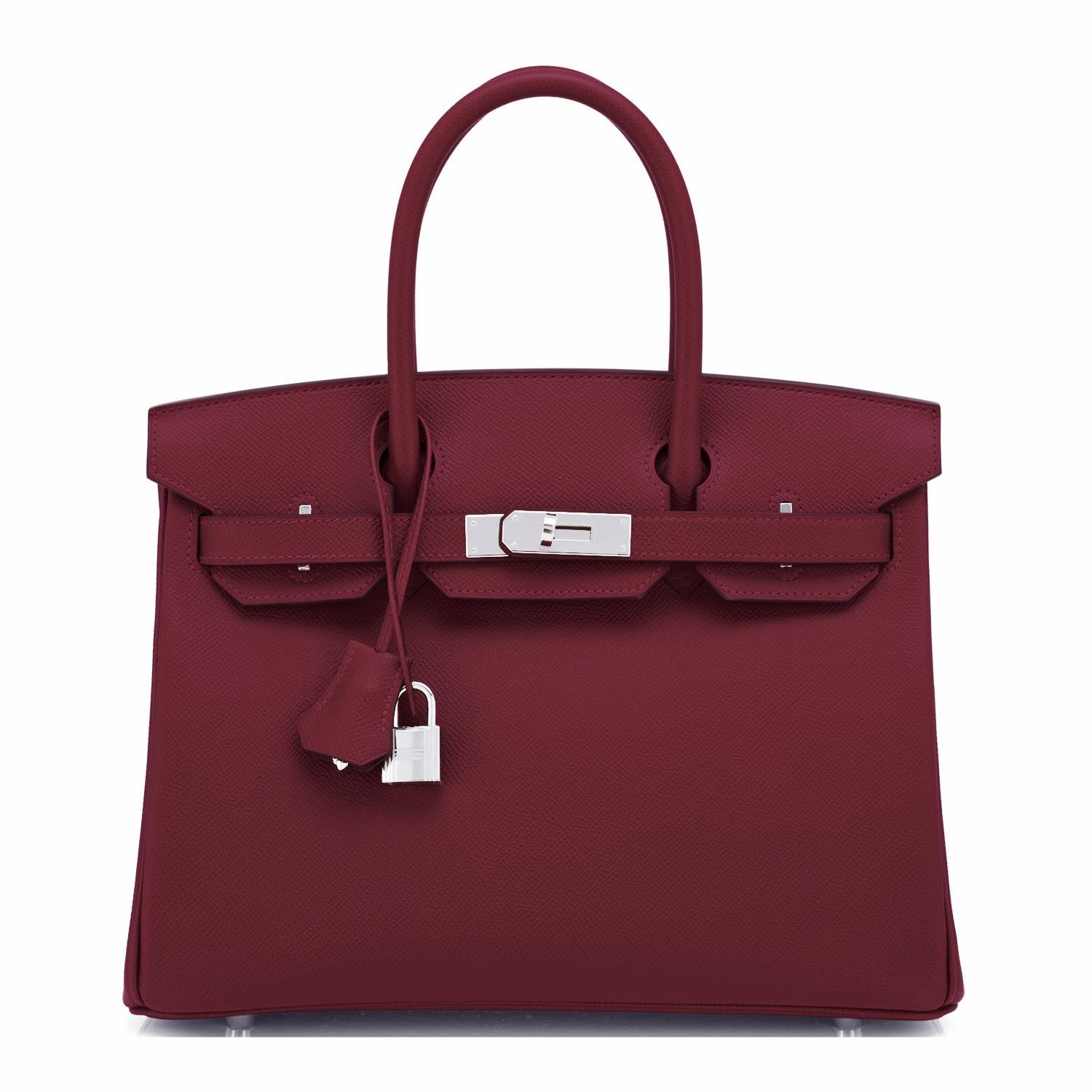 Brown Hermes Rouge H Red Birkin 30cm Epsom Palladium Bag Y Stamp, 2020