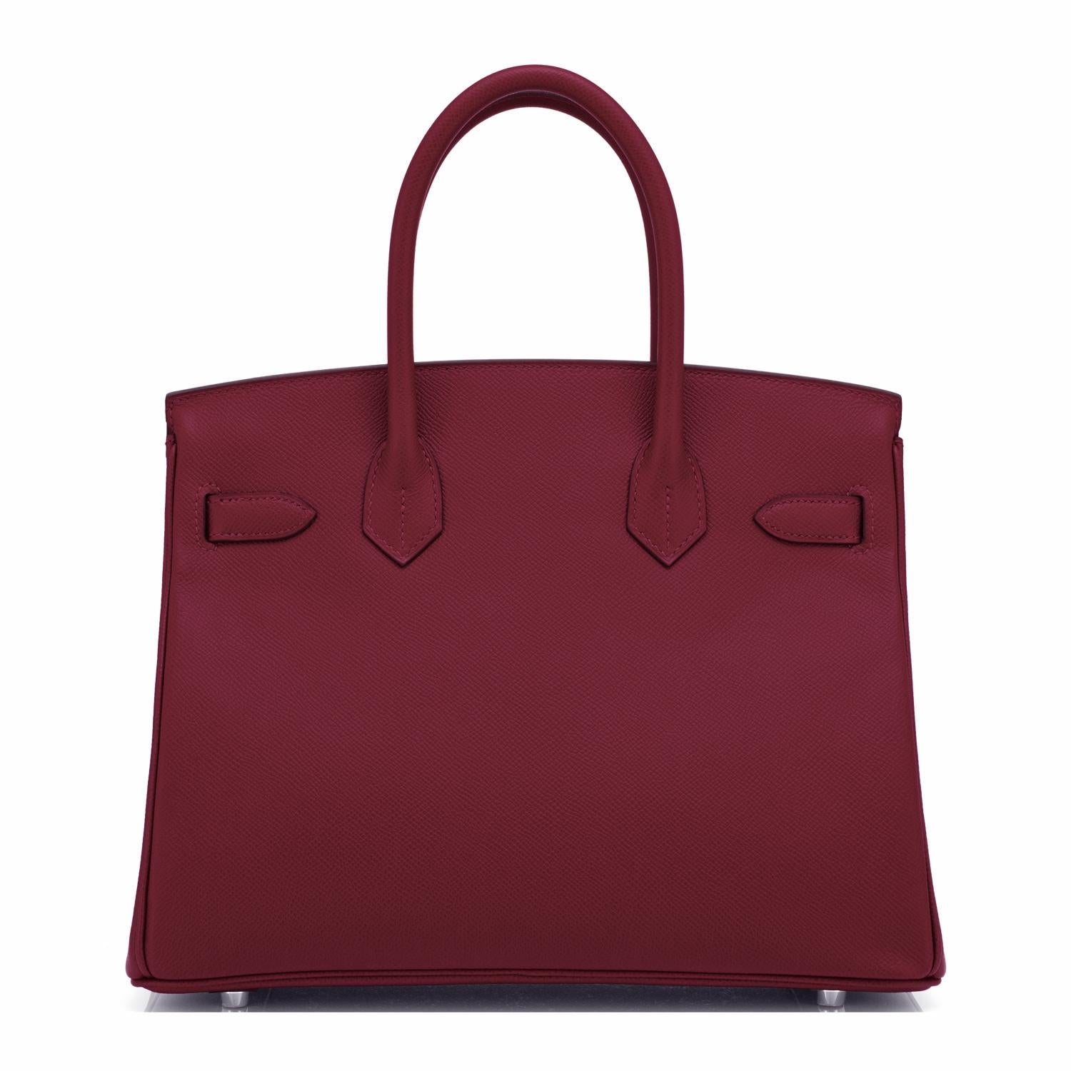 Women's or Men's Hermes Rouge H Red Birkin 30cm Epsom Palladium Bag Y Stamp, 2020