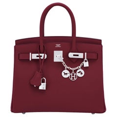 Hermes Rouge H Red Birkin 30cm Epsom Palladium Bag Y Stamp, 2020