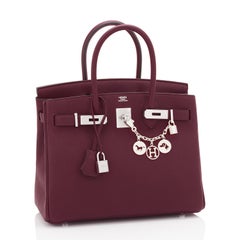 Hermes Rouge H Red Bordeaux Birkin 30cm Togo Palladium Bag Y Stamp, 2020