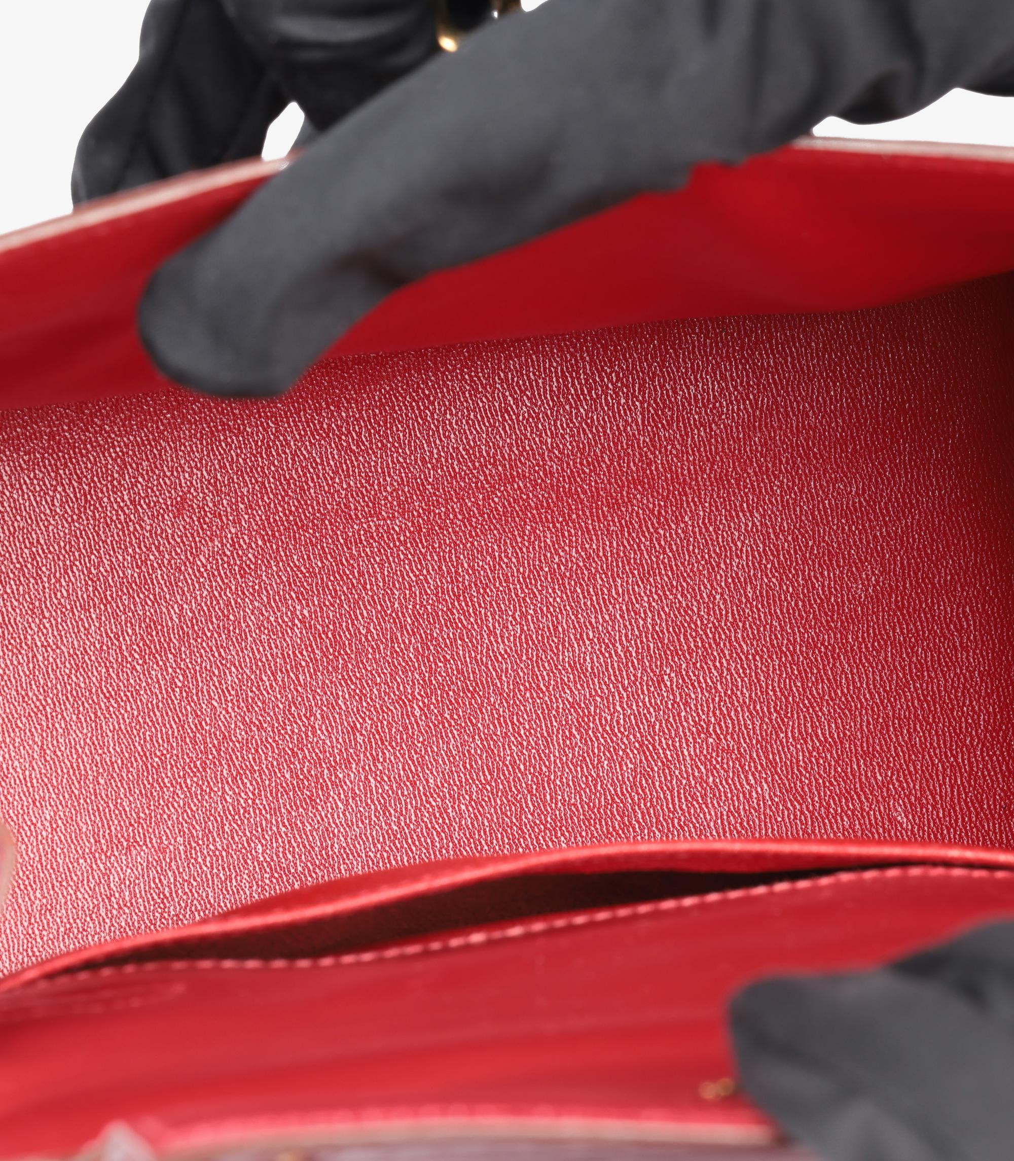 Hermès Rouge H Piel de Aligátor Brillante Kelly Vintage 20cm en venta 5