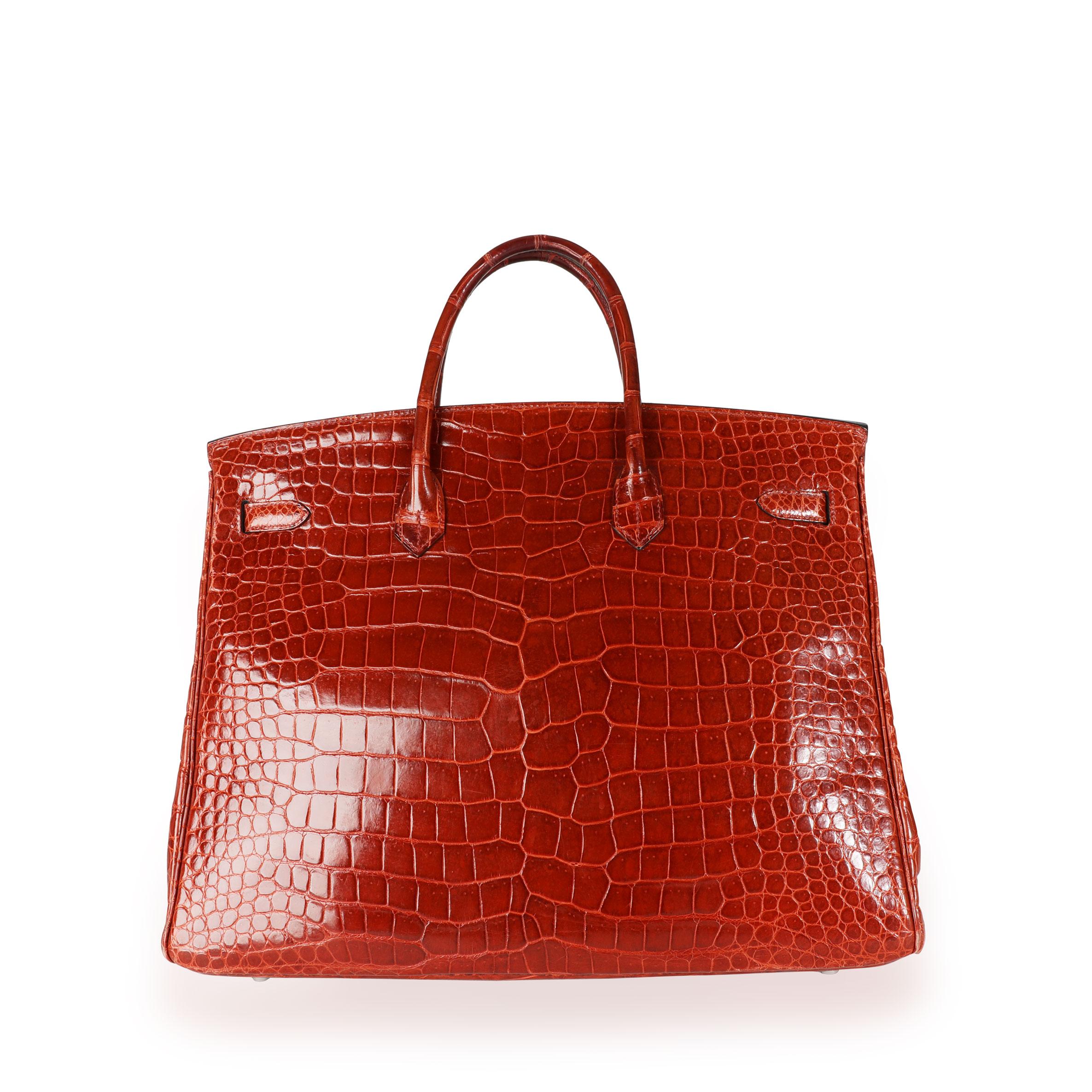 Hermès Rouge H Shiny Porosus Crocodile Birkin 40 PHW 1