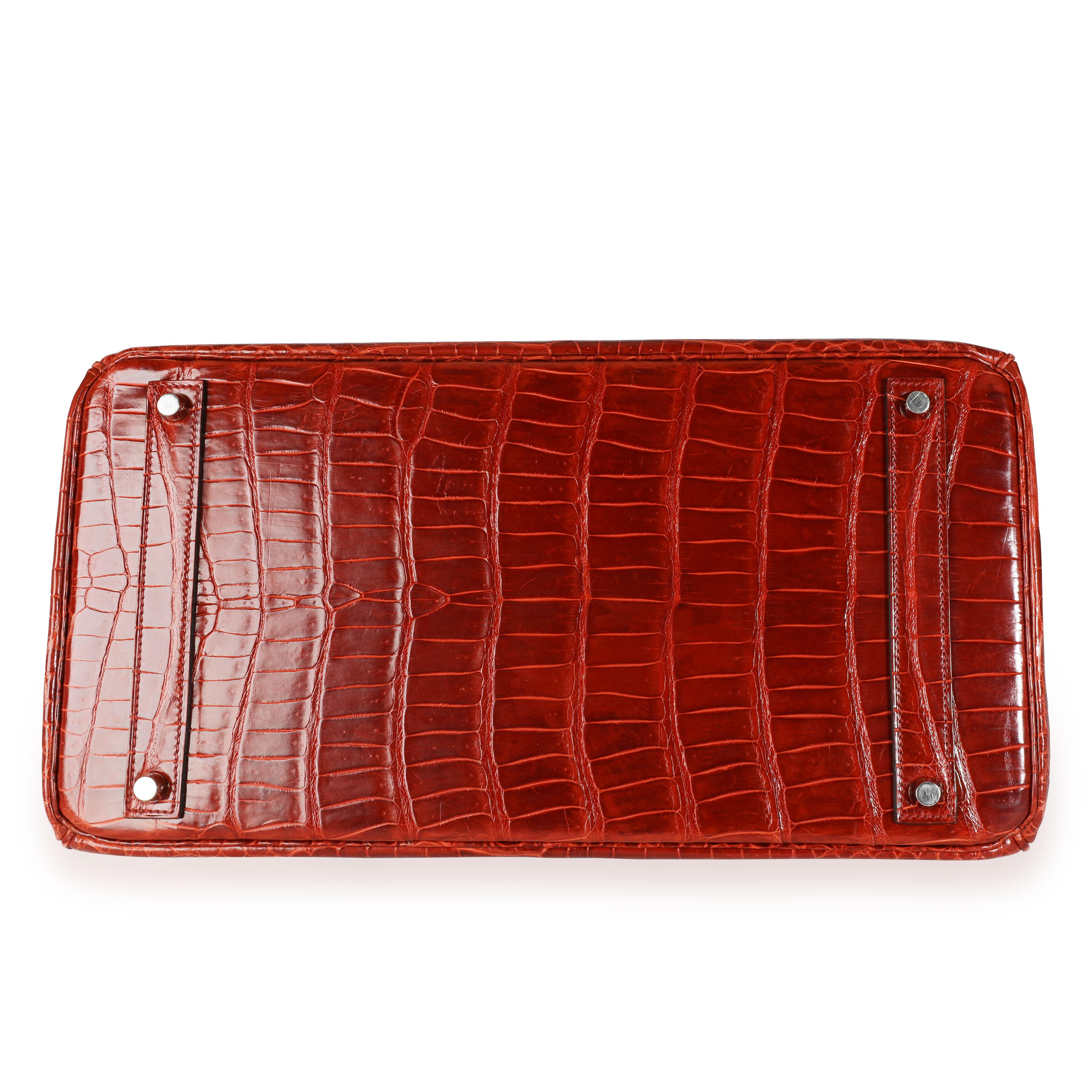 Hermès Rouge H Shiny Porosus Crocodile Birkin 40 PHW 2