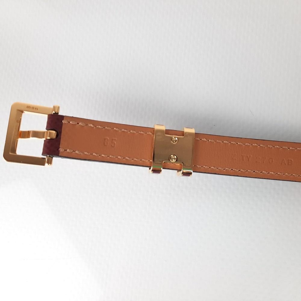 Hermes Rouge H Size 85 Pop H 15 belt  In New Condition For Sale In Nicosia, CY