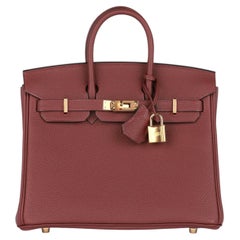 Hermès Rouge H Togo Leather Birkin 25cm Retourne