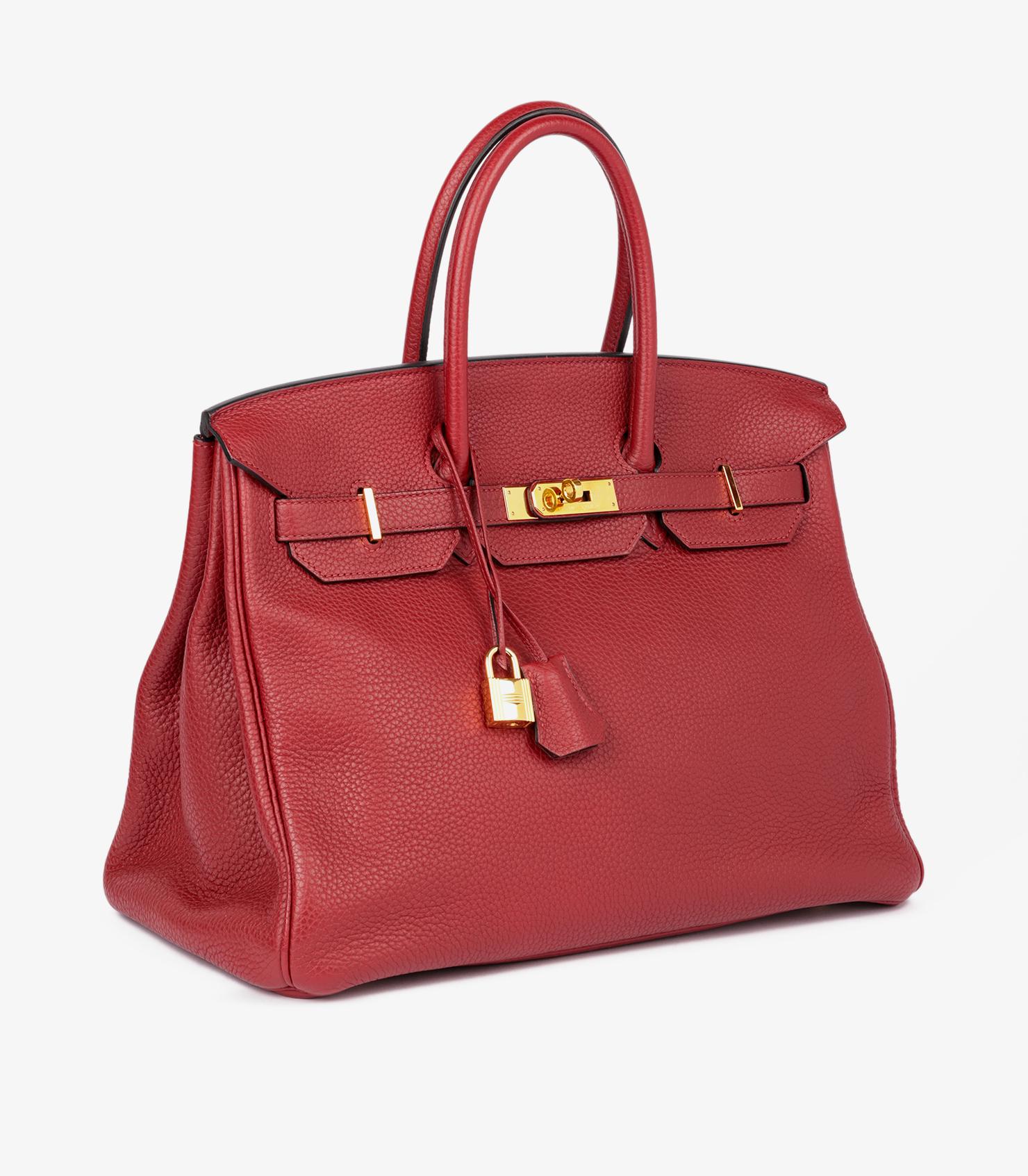 Hermès Rouge H Togo Leather Birkin 35cm In Excellent Condition In Bishop's Stortford, Hertfordshire