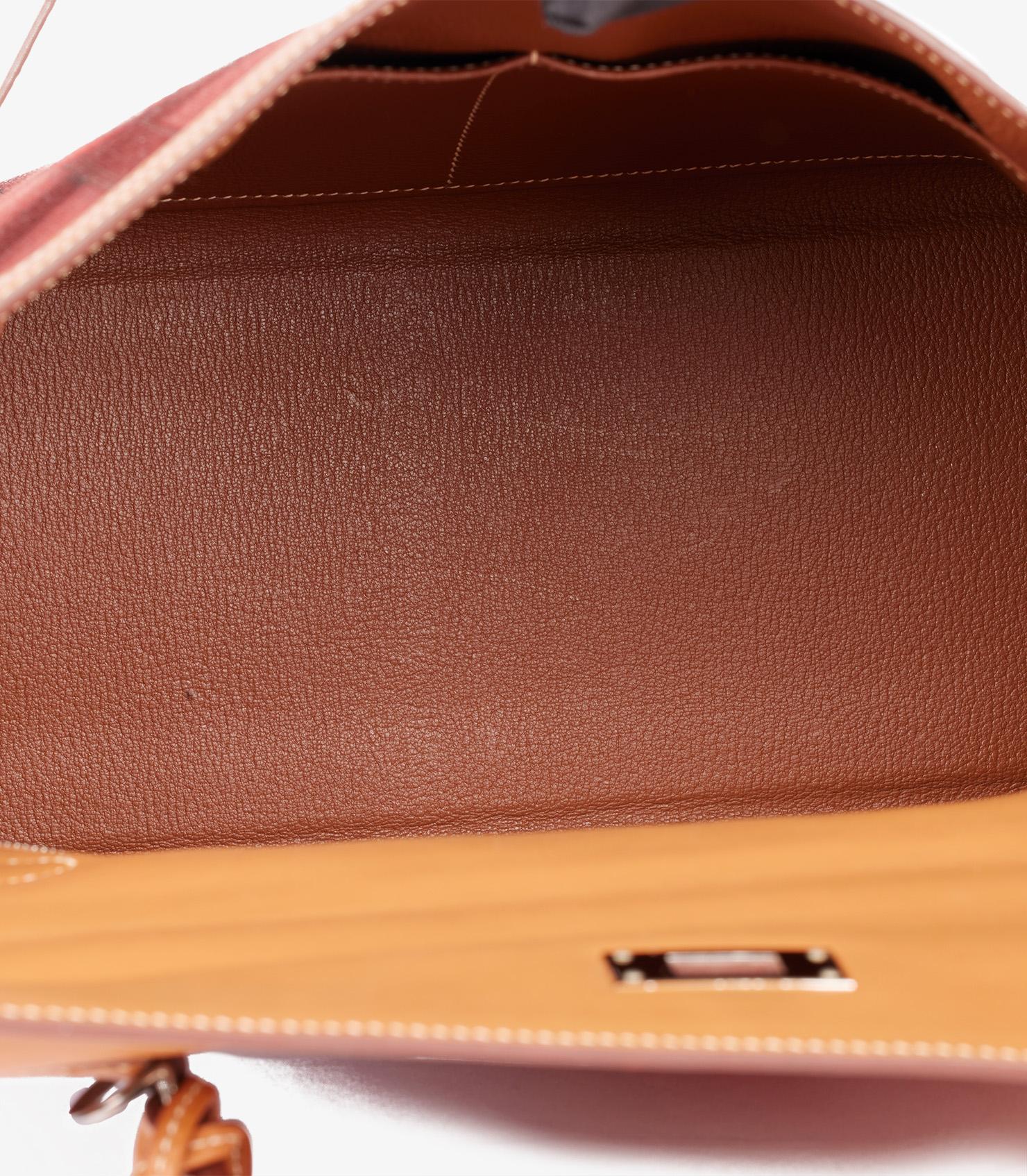 Hermès Rouge H Toile & Barenia Horse Print Amazone Kelly 32cm im Angebot 5