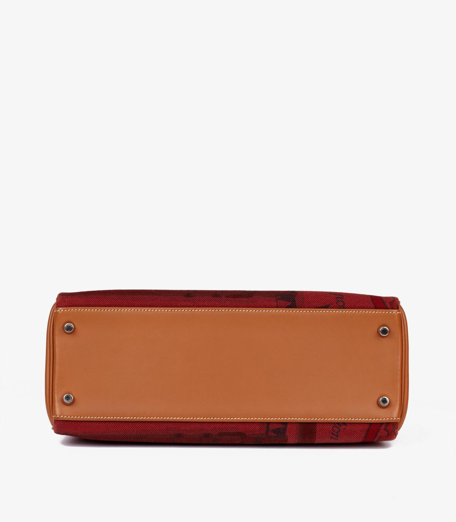 Hermès Rouge H Toile & Barenia Horse Print Amazone Kelly 32cm Damen im Angebot