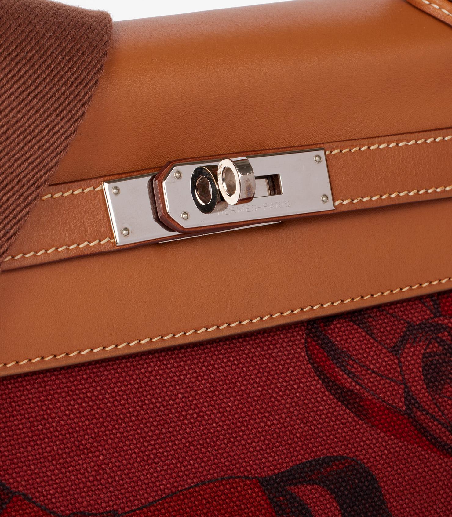 Hermès Rouge H Toile & Barenia Horse Print Amazone Kelly 32cm im Angebot 2