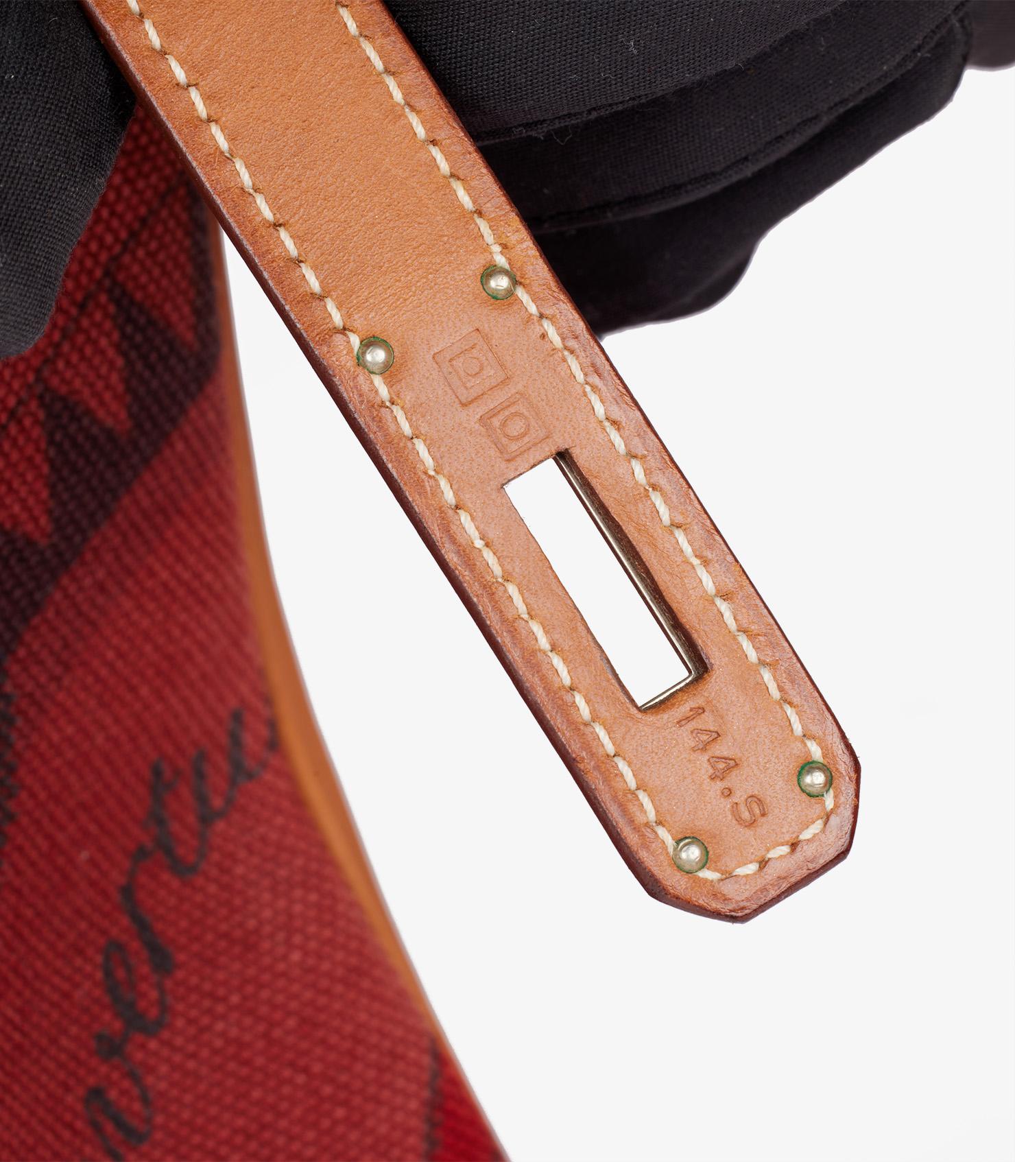 Hermès Rouge H Toile & Barenia Horse Print Amazone Kelly 32cm im Angebot 3