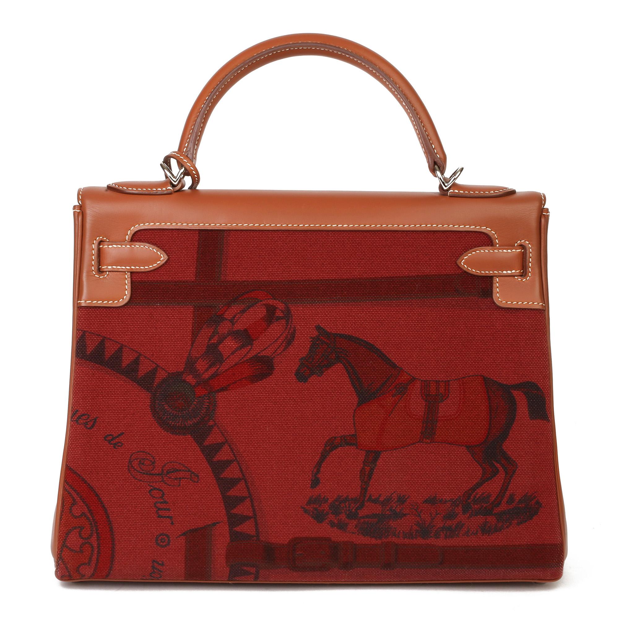 Hermès Rouge H Toile & Barenia Horse Print Amazone Kelly 32cm Sellier 2