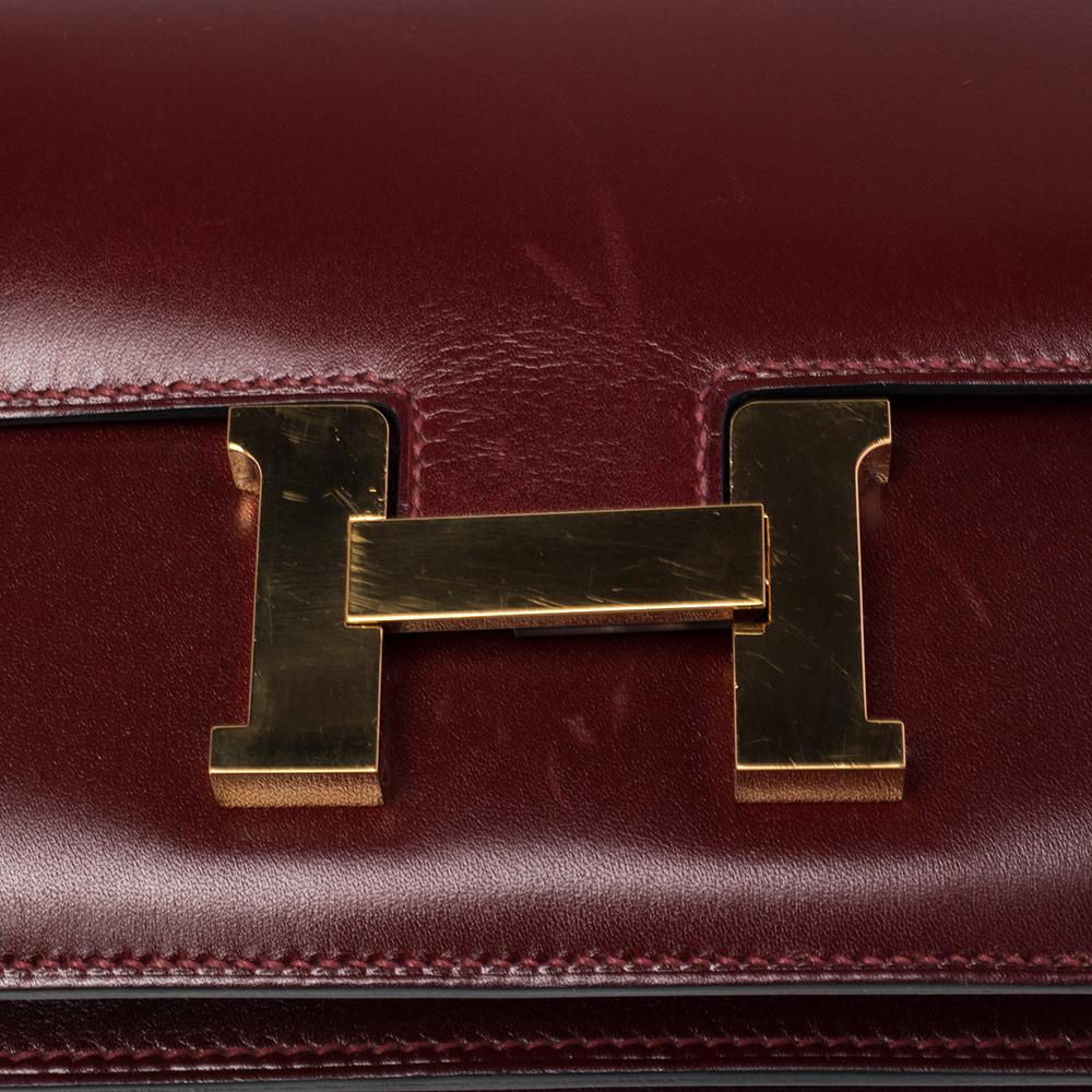 Hermés Rouge H Veau Monsieur Leather Gold Plated Constance 18 Bag 1