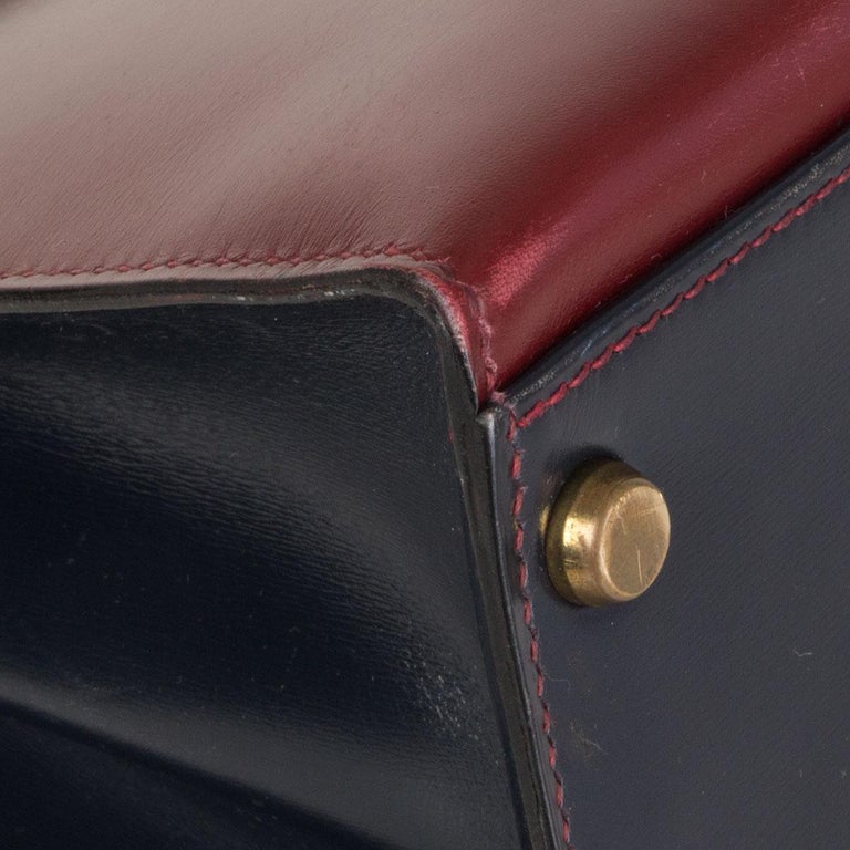 Hermes Kelly I 32 Sellier Bag Tri-Color Box Rouge H/Rouge Vif/Bleu Marine