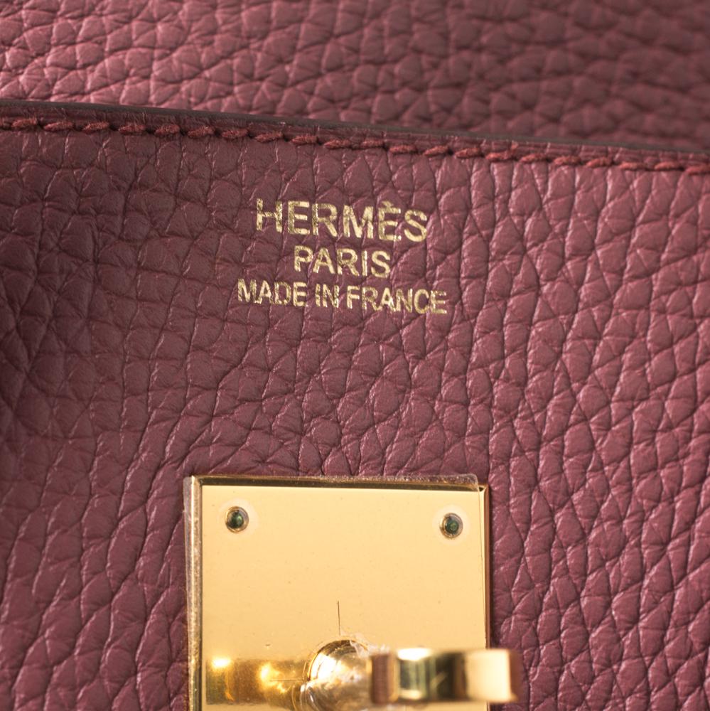 Women's Hermes Rouge Imperial Clemence Leather Gold Hardware Birkin 35 Bag