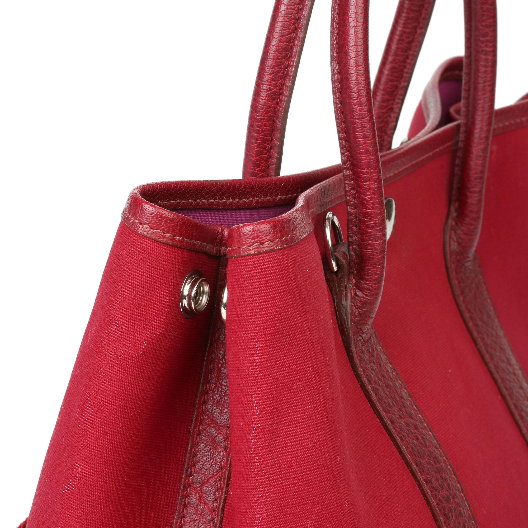Hermès Rouge imperial Negonda Leather & Tosca Canvas Garden Party TPM  2