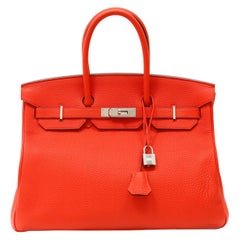 Hermès Vivid Red Clemence 35cm Birkin with Palladium