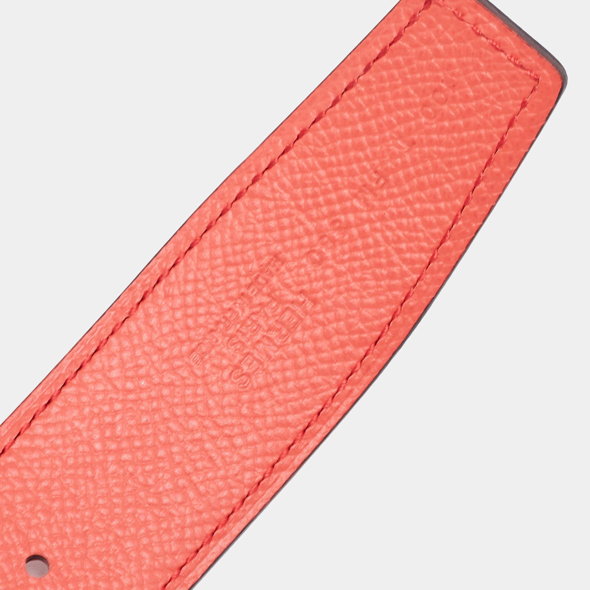 Women's Hermès Rouge Jaipur Epsom and Leather Reversible Belt Strap Strap Size 100 CM For Sale