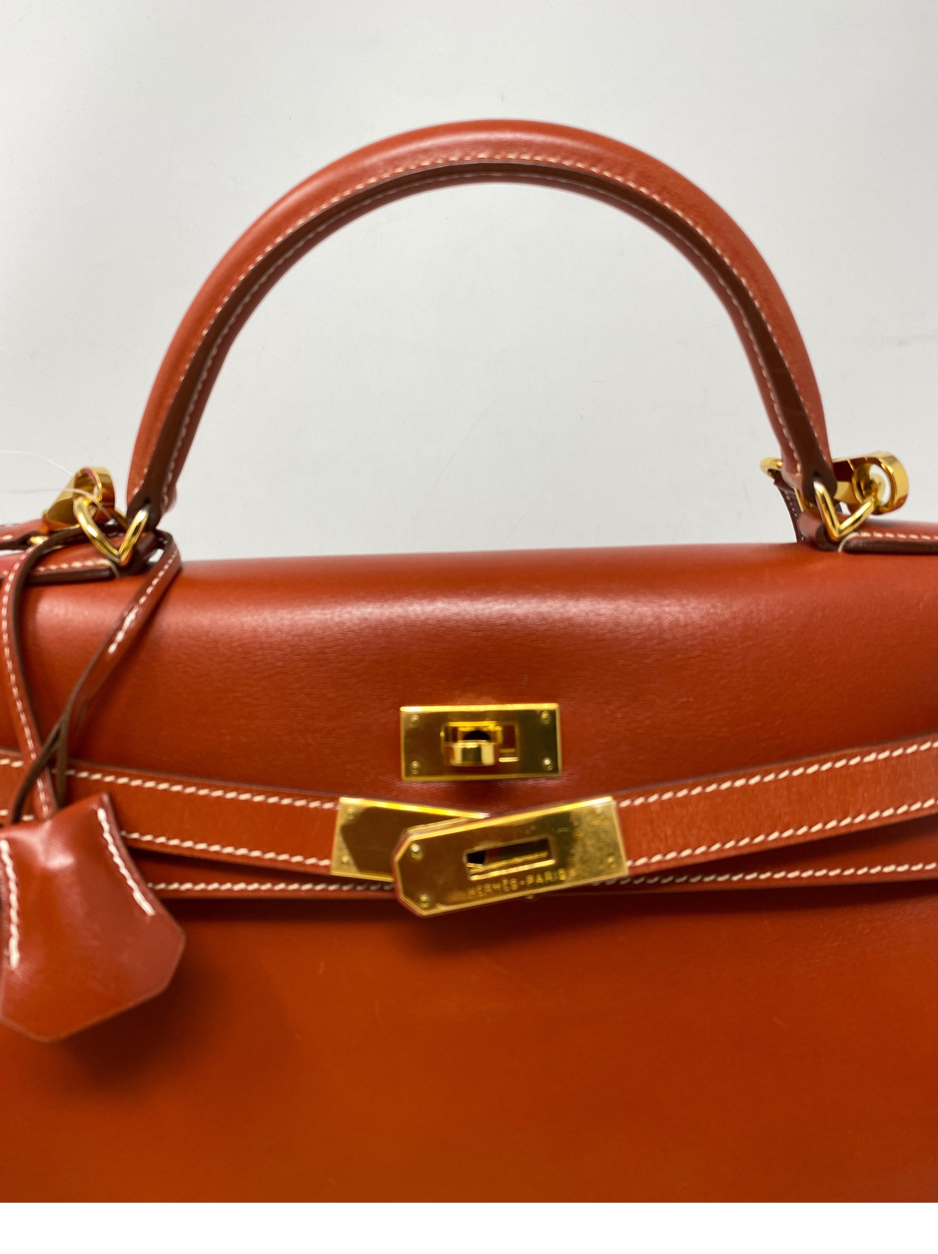Hermes Rouge Kelly 35 Tadelakt Griss Interior Bag 2