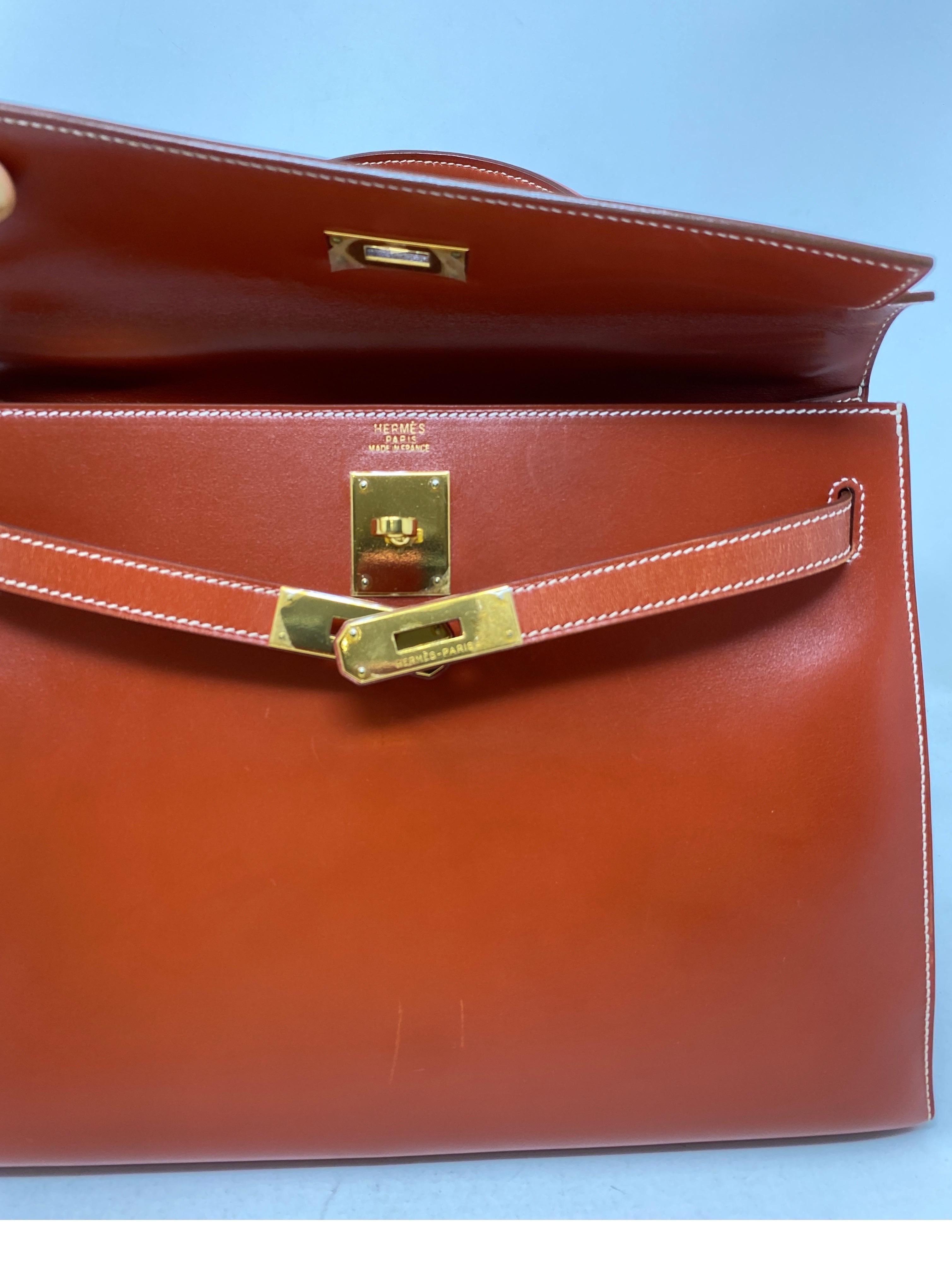 Hermes Rouge Kelly 35 Tadelakt Griss Interior Bag 3