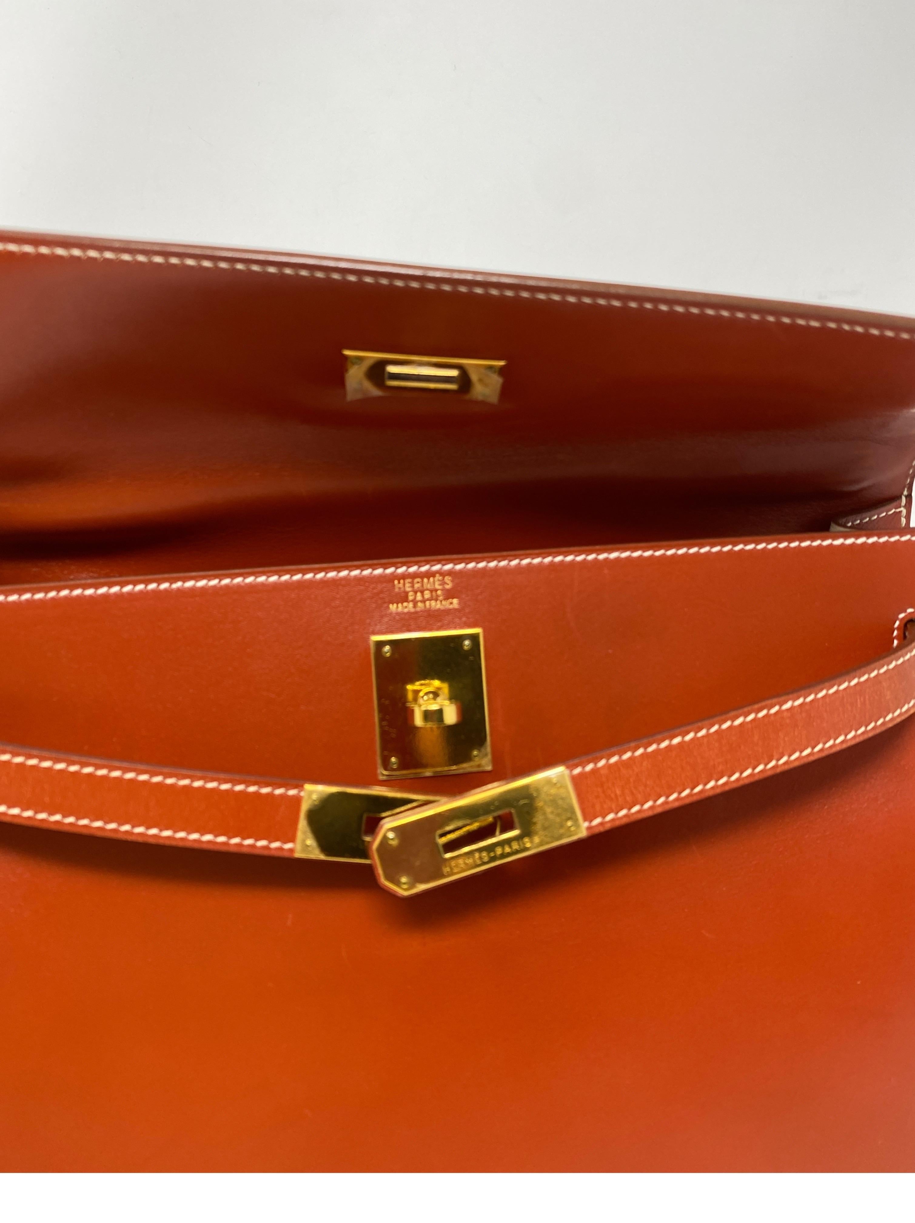Hermes Rouge Kelly 35 Tadelakt Griss Interior Bag 6