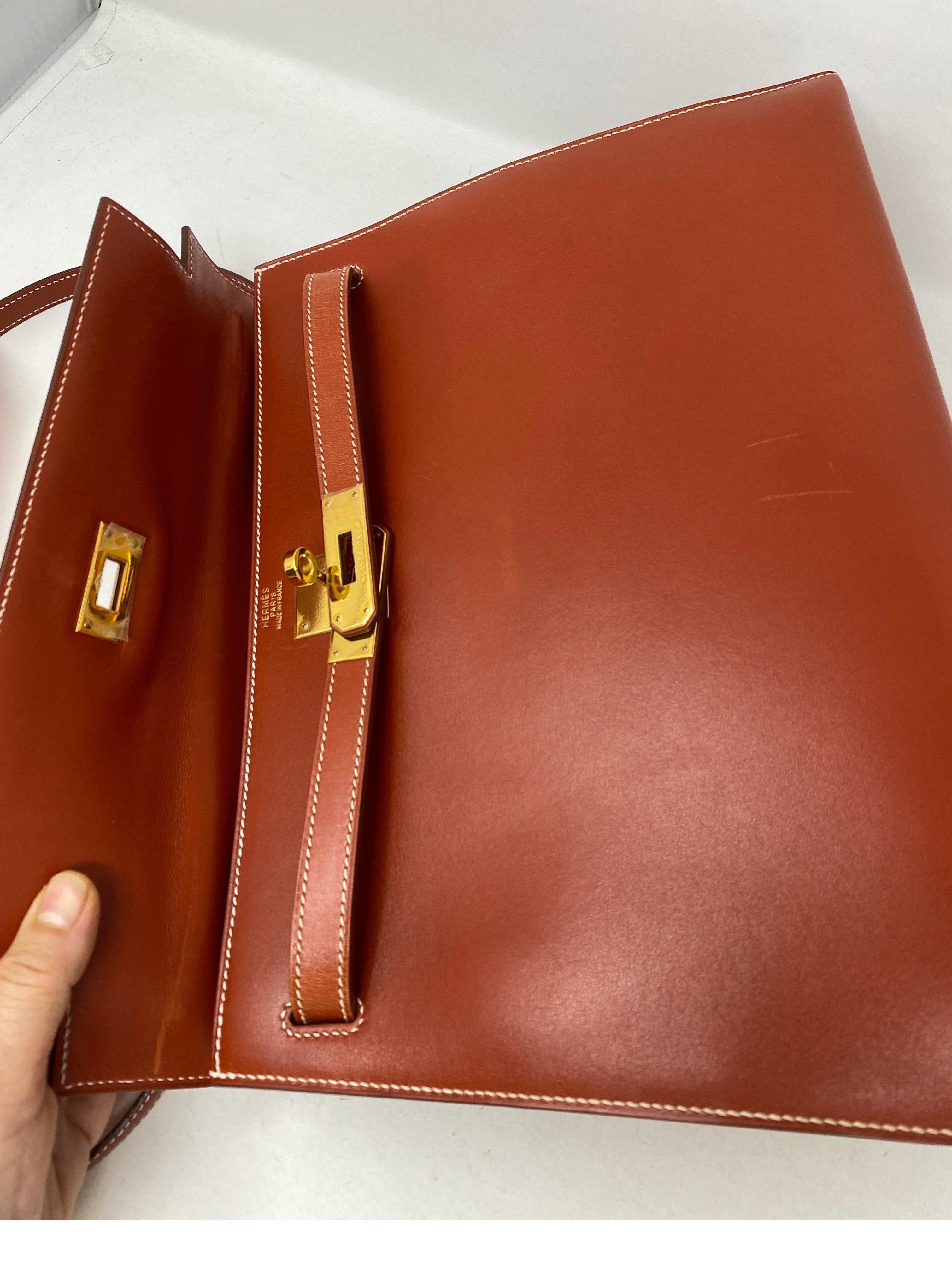 Hermes Rouge Kelly 35 Tadelakt Griss Interior Bag 7