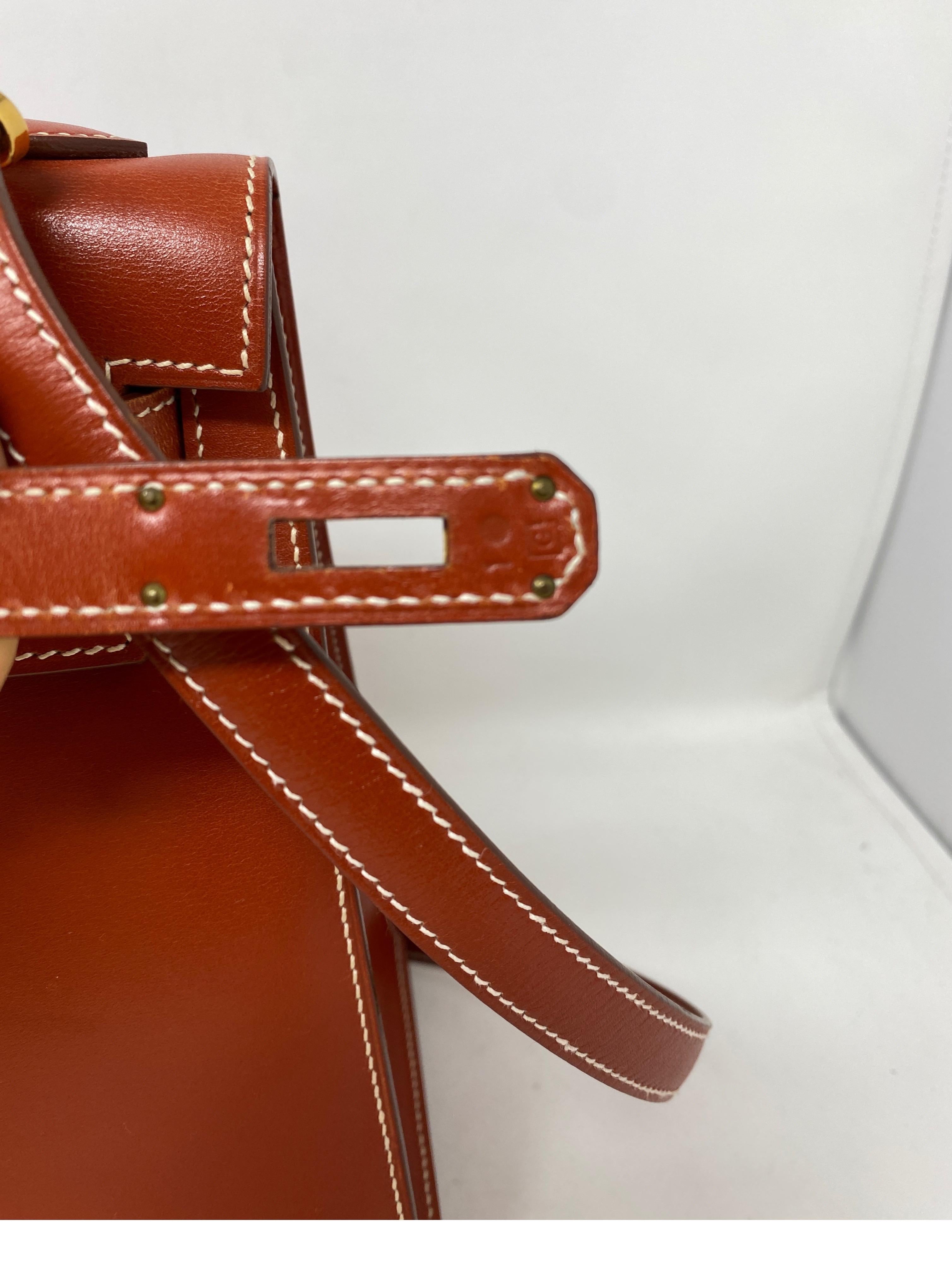 Hermes Rouge Kelly 35 Tadelakt Griss Interior Bag 11