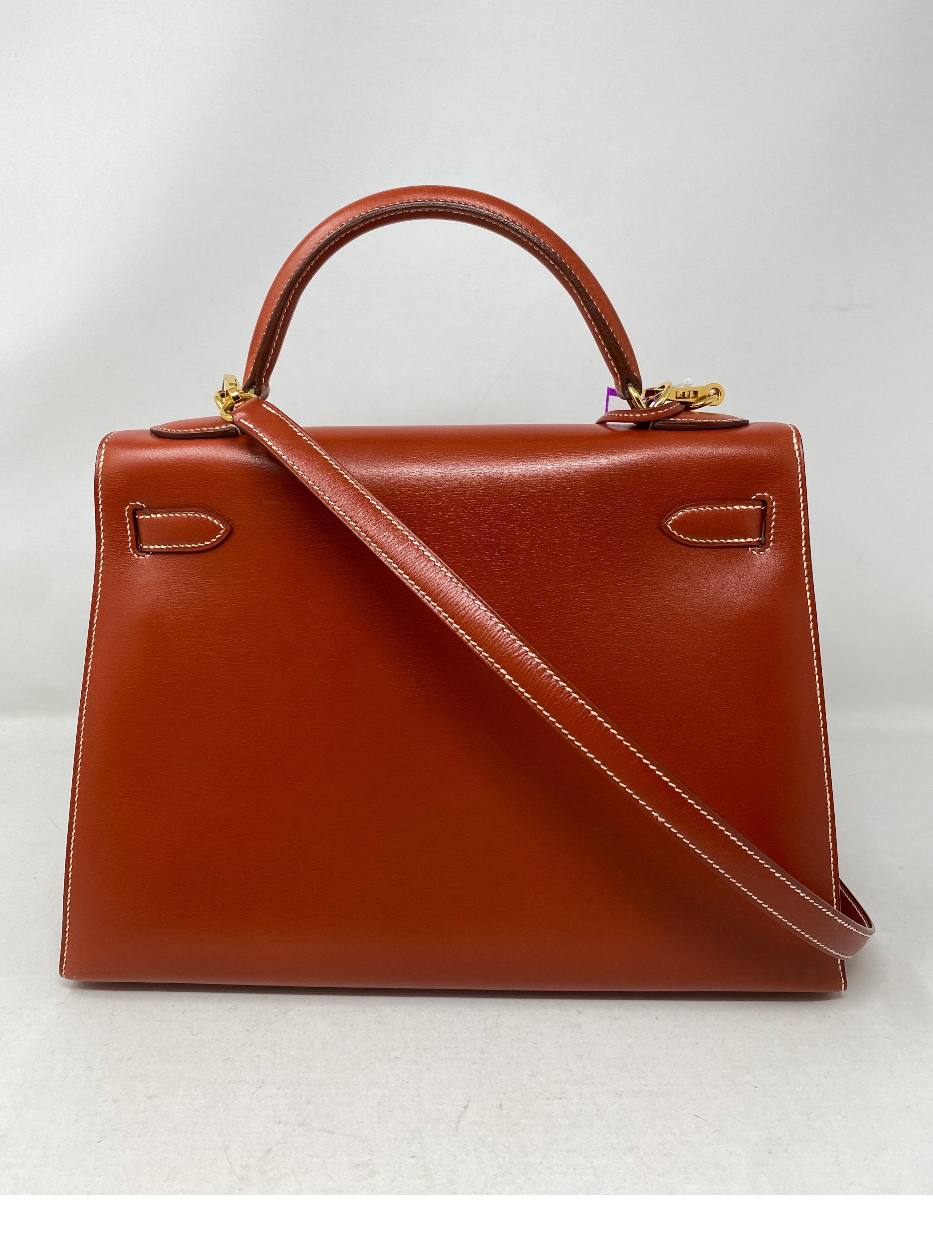 Brown Hermes Rouge Kelly 35 Tadelakt Griss Interior Bag