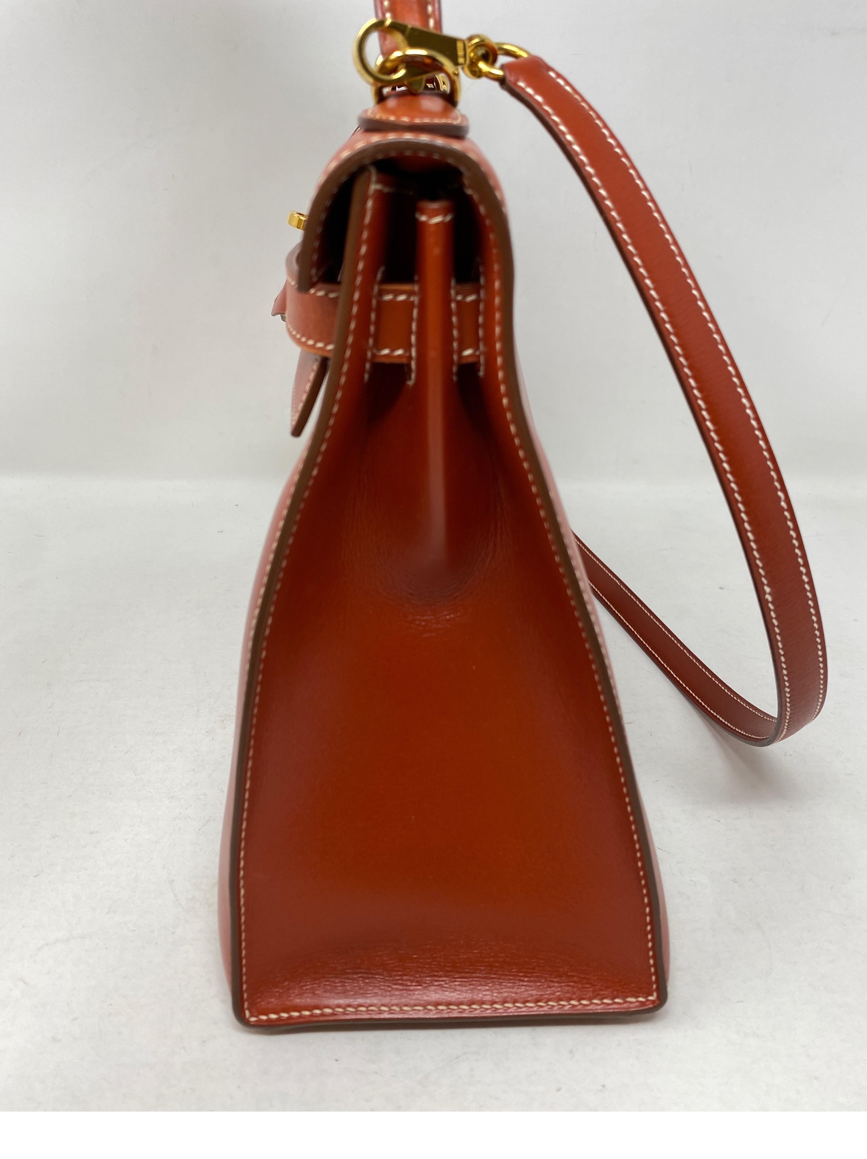Women's or Men's Hermes Rouge Kelly 35 Tadelakt Griss Interior Bag