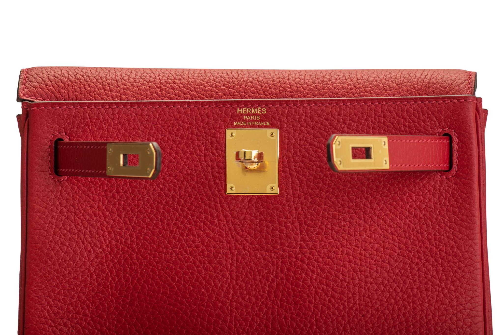 Red Hermès Rouge Kelly Backpack Bag