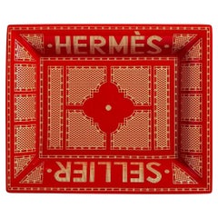 Hermes Rouge / Or Hermès Sellier change tray