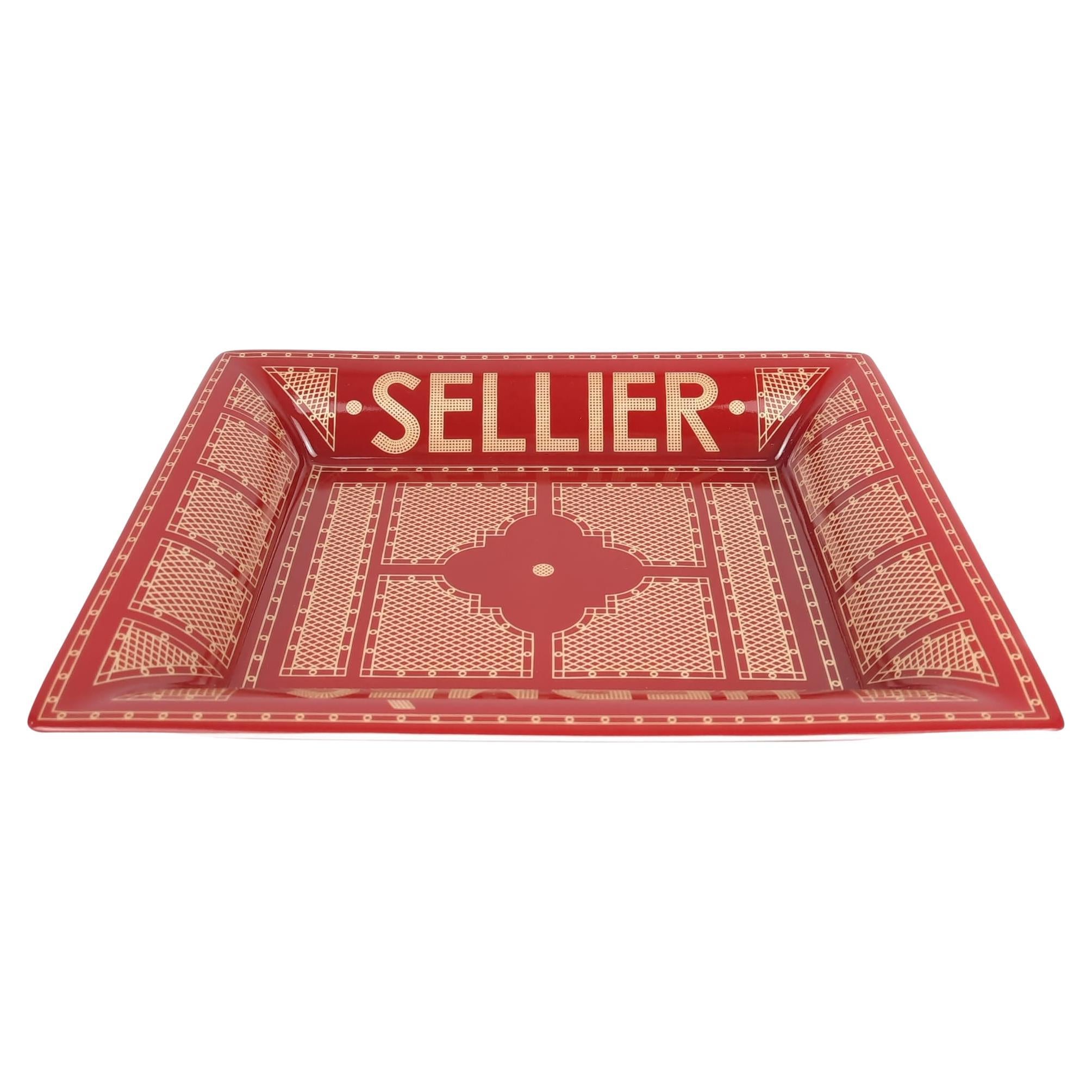 Hermès Rouge / Or Hermès Sellier change tray