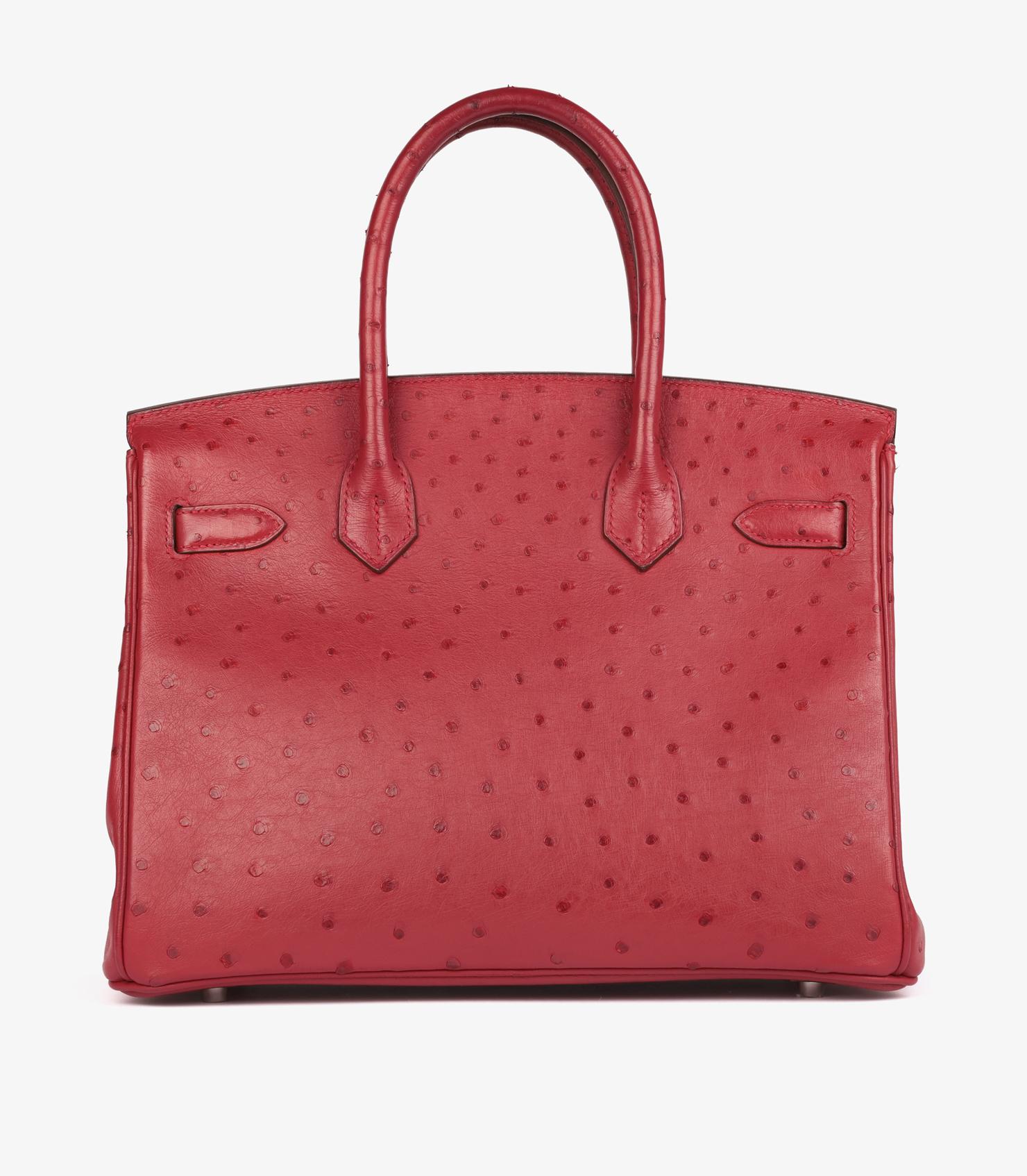 Donna Hermès Rouge Birkin in pelle di struzzo 30cm Retourne in vendita