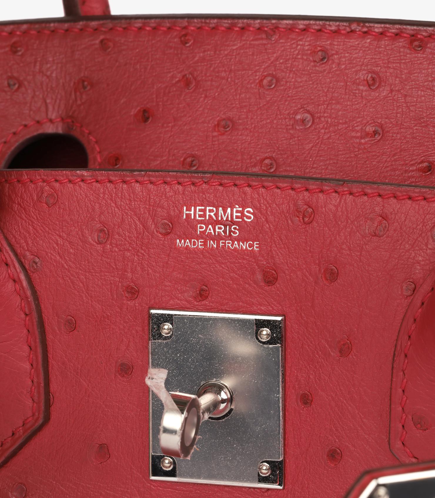 Hermès Rouge Birkin in pelle di struzzo 30cm Retourne in vendita 3