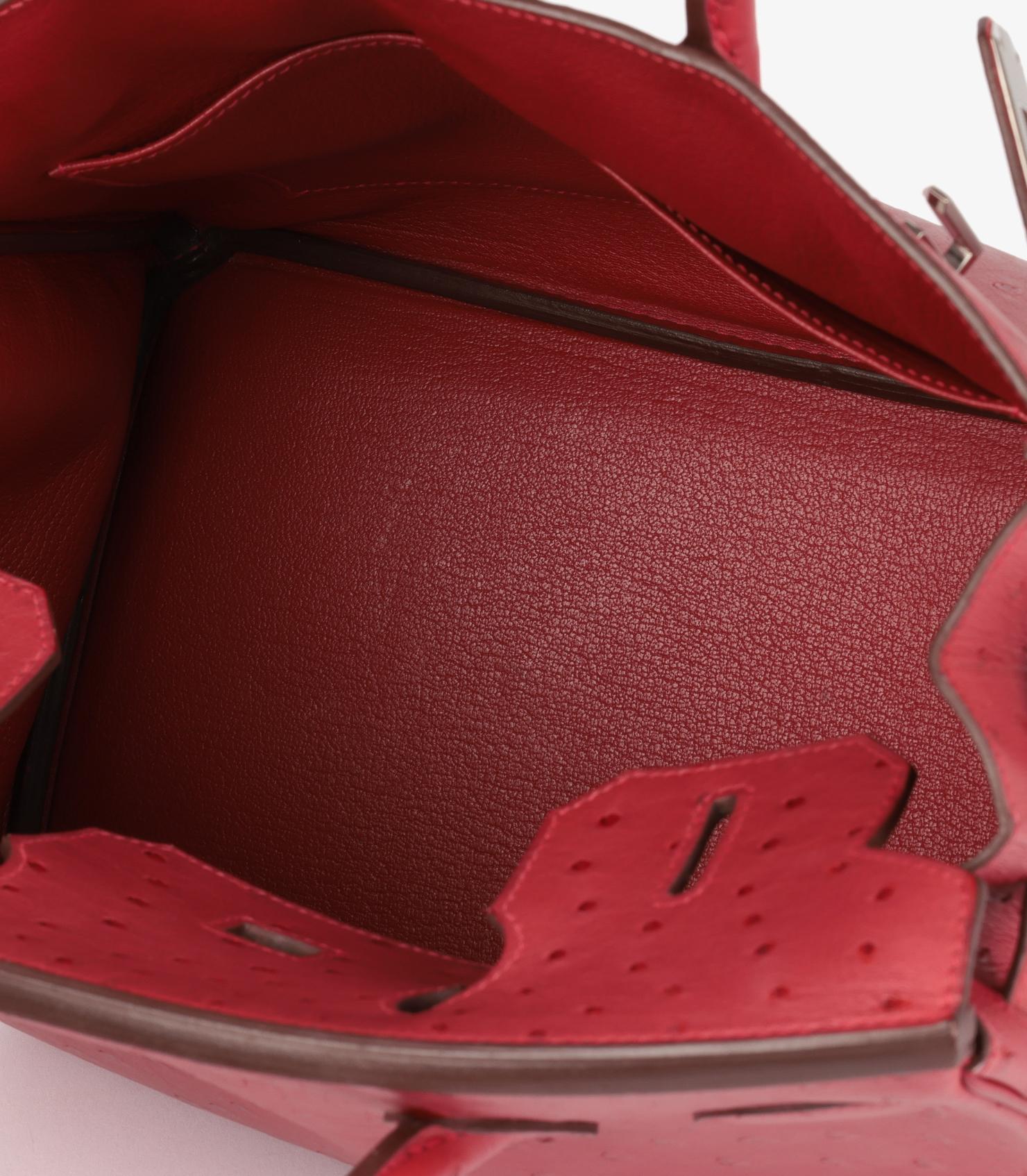 Hermès Rouge Birkin in pelle di struzzo 30cm Retourne in vendita 4