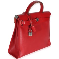 Hermès Rouge Piment Vache Hunter Berline Canvas Toile Herbag Zip 31