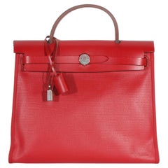 Hermès Rouge Piment Vache Hunter Berline Canvas Toile Herbag Zip 31