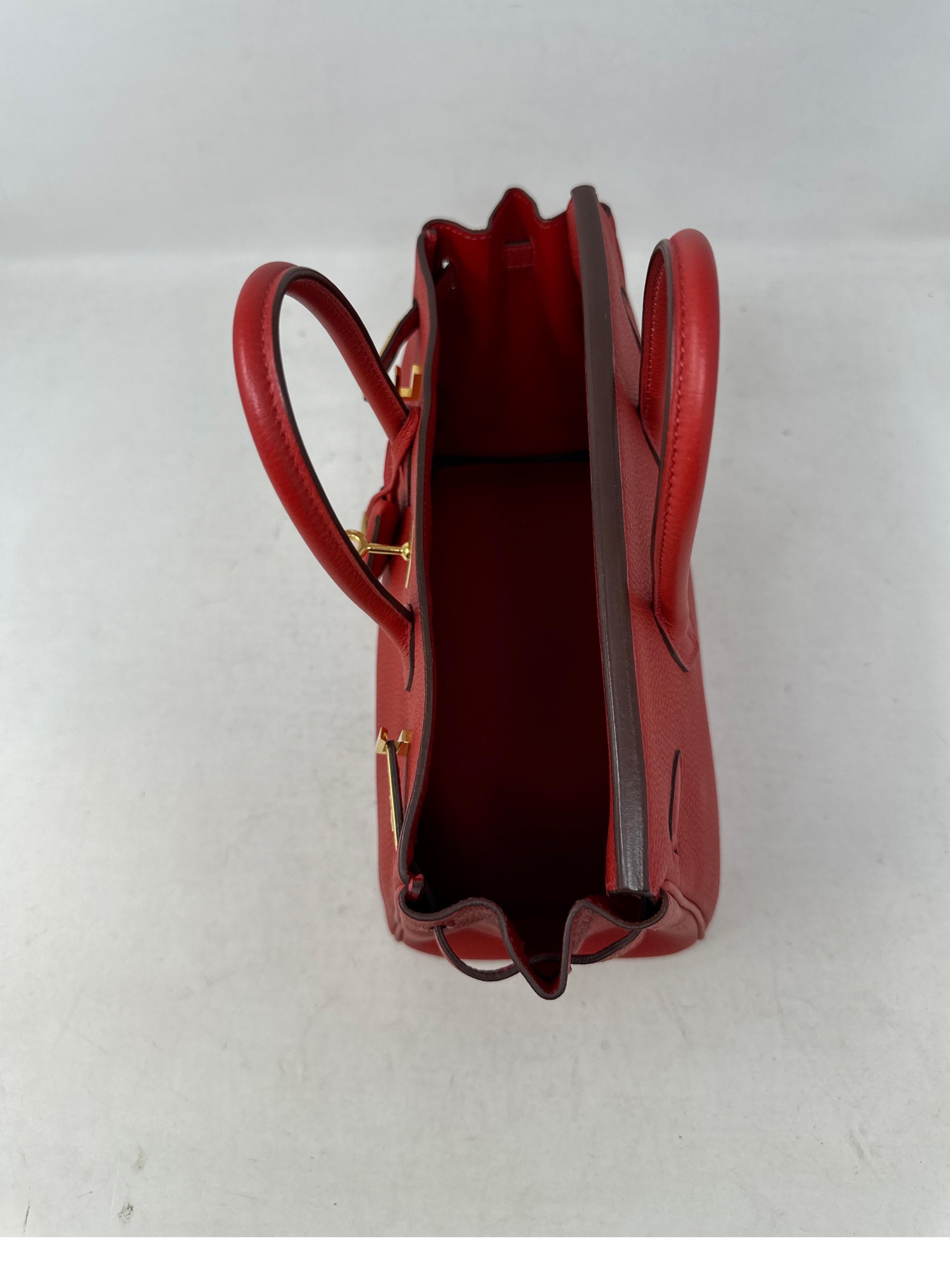 Hermes Rouge Pivoine Birkin 25 Bag  For Sale 9
