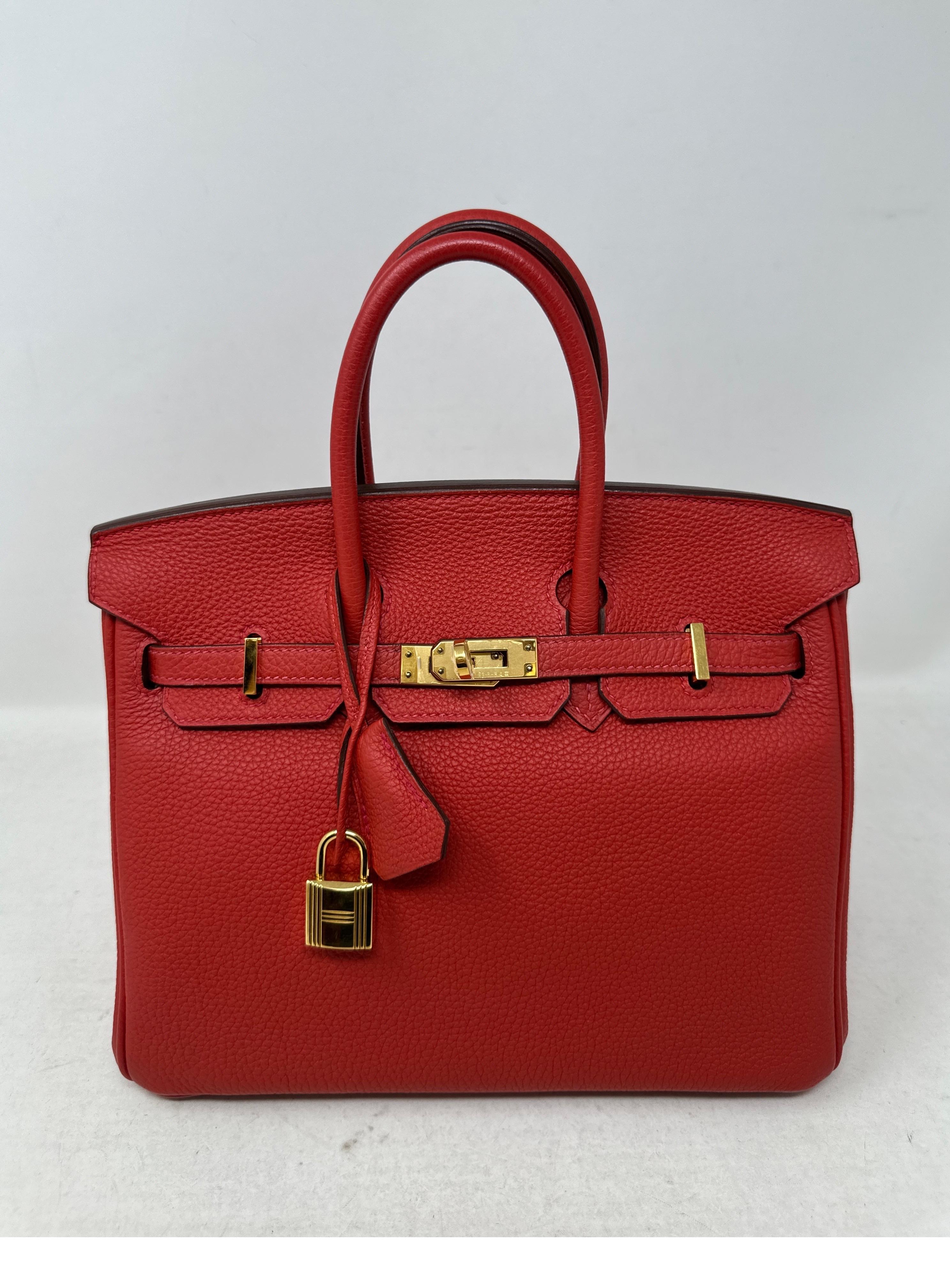 Hermes Rouge Pivoine Birkin 25 Bag  For Sale 12