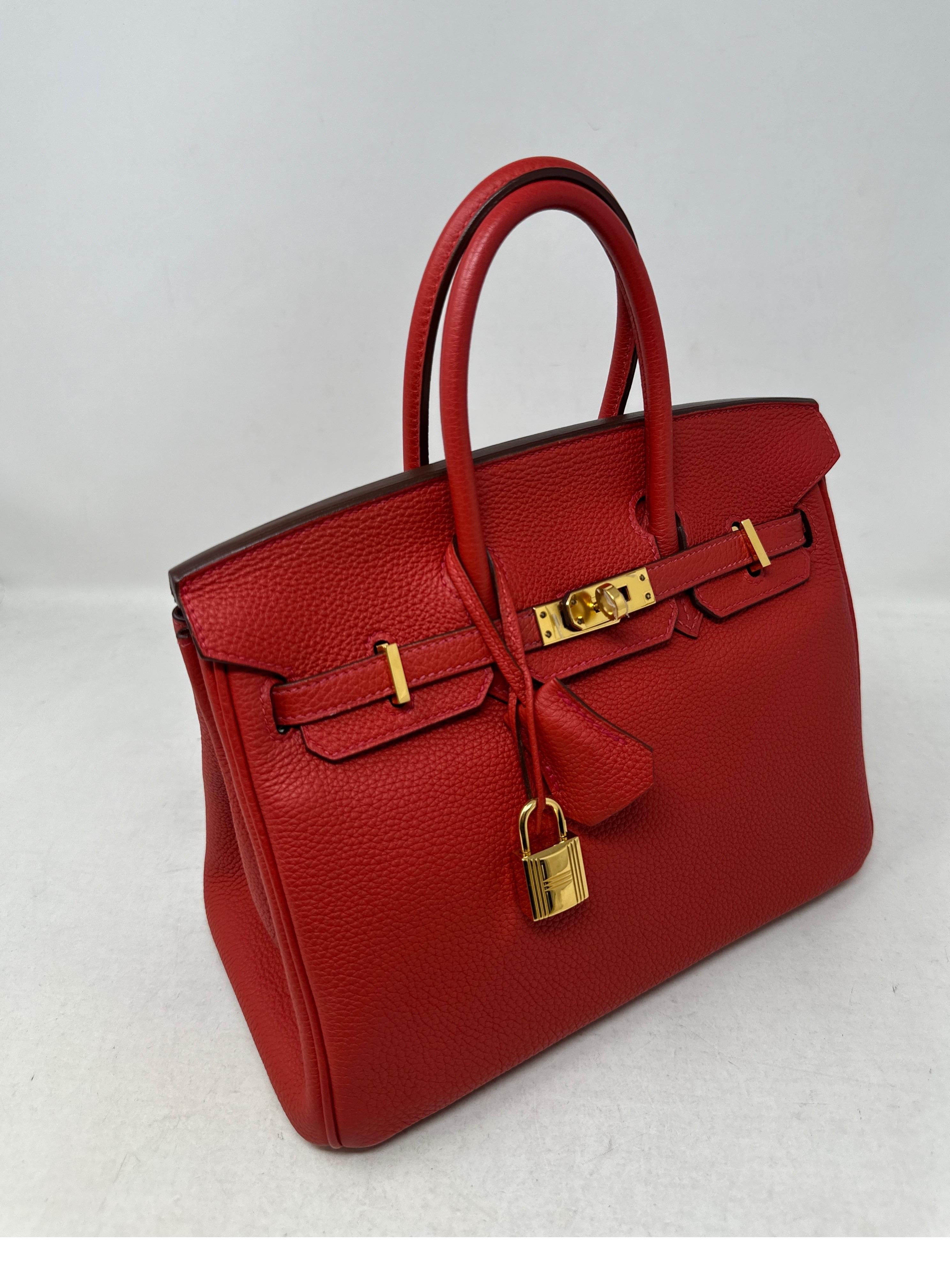 Hermes Rouge Pivoine Birkin 25 Bag  For Sale 13