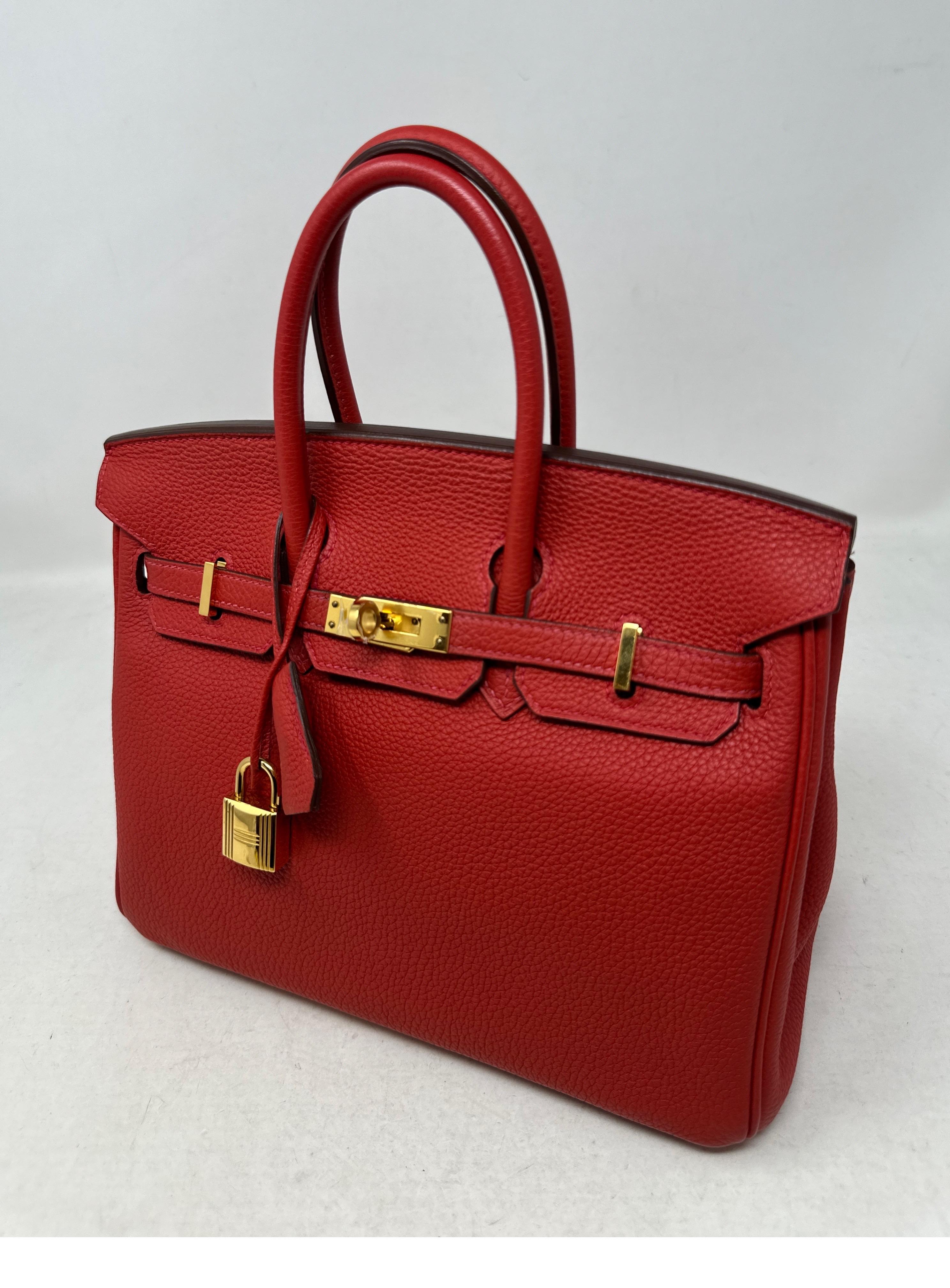 Hermes Rouge Pivoine Birkin 25 Bag  For Sale 14